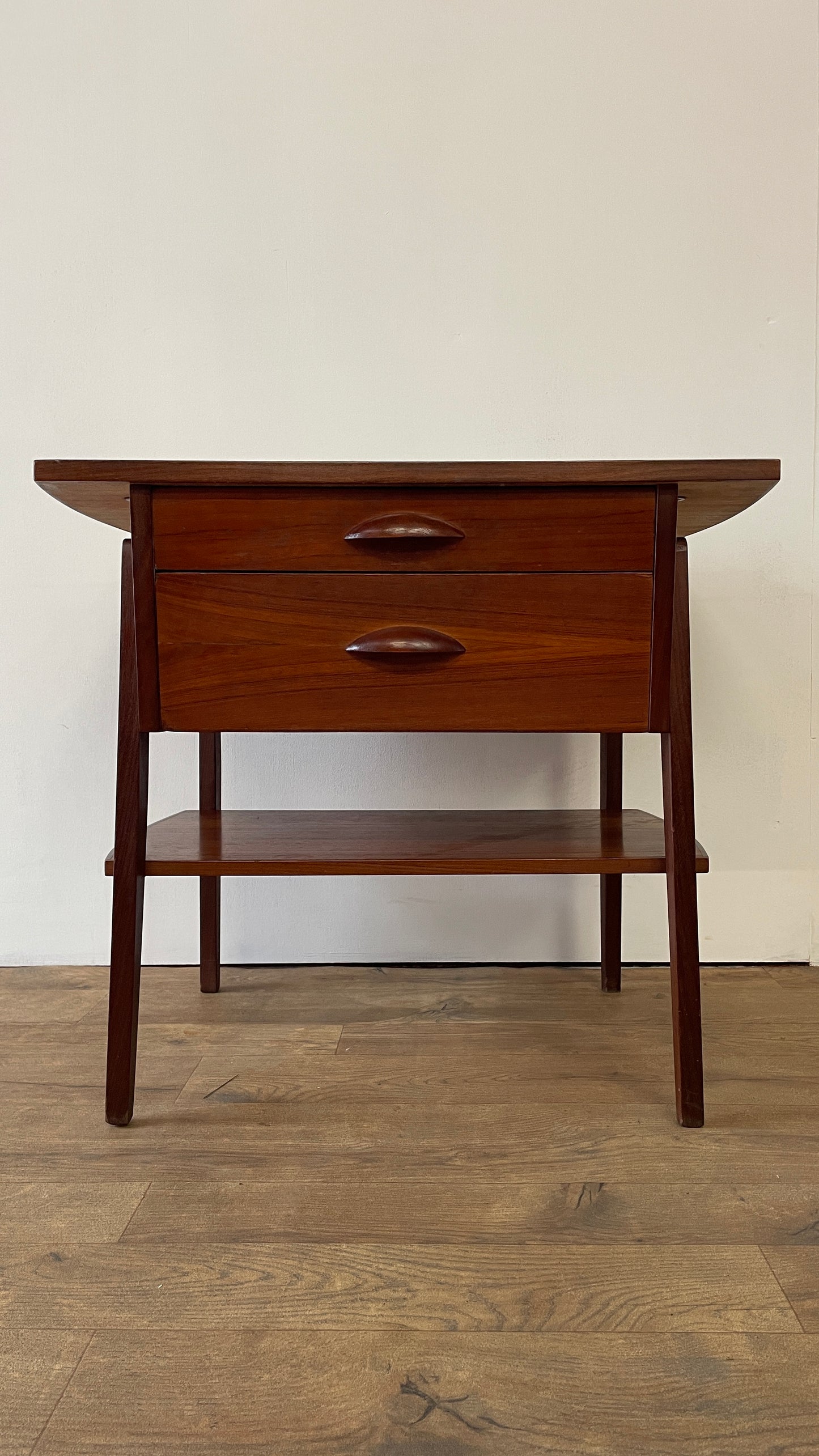 Mid-Century Danish Teak 2 Drawer Craft Table | Vintage Scandinavian Side Table