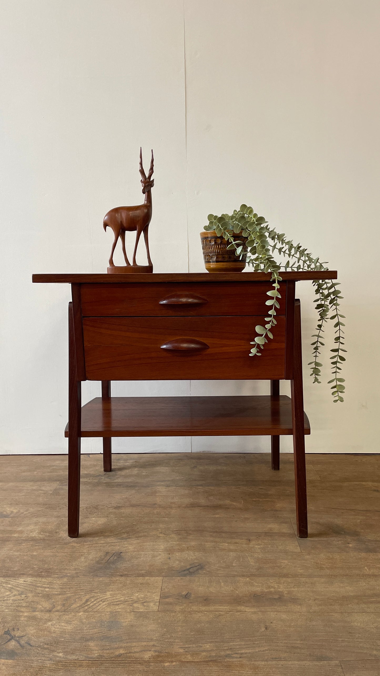 Mid-Century Danish Teak 2 Drawer Craft Table | Vintage Scandinavian Side Table