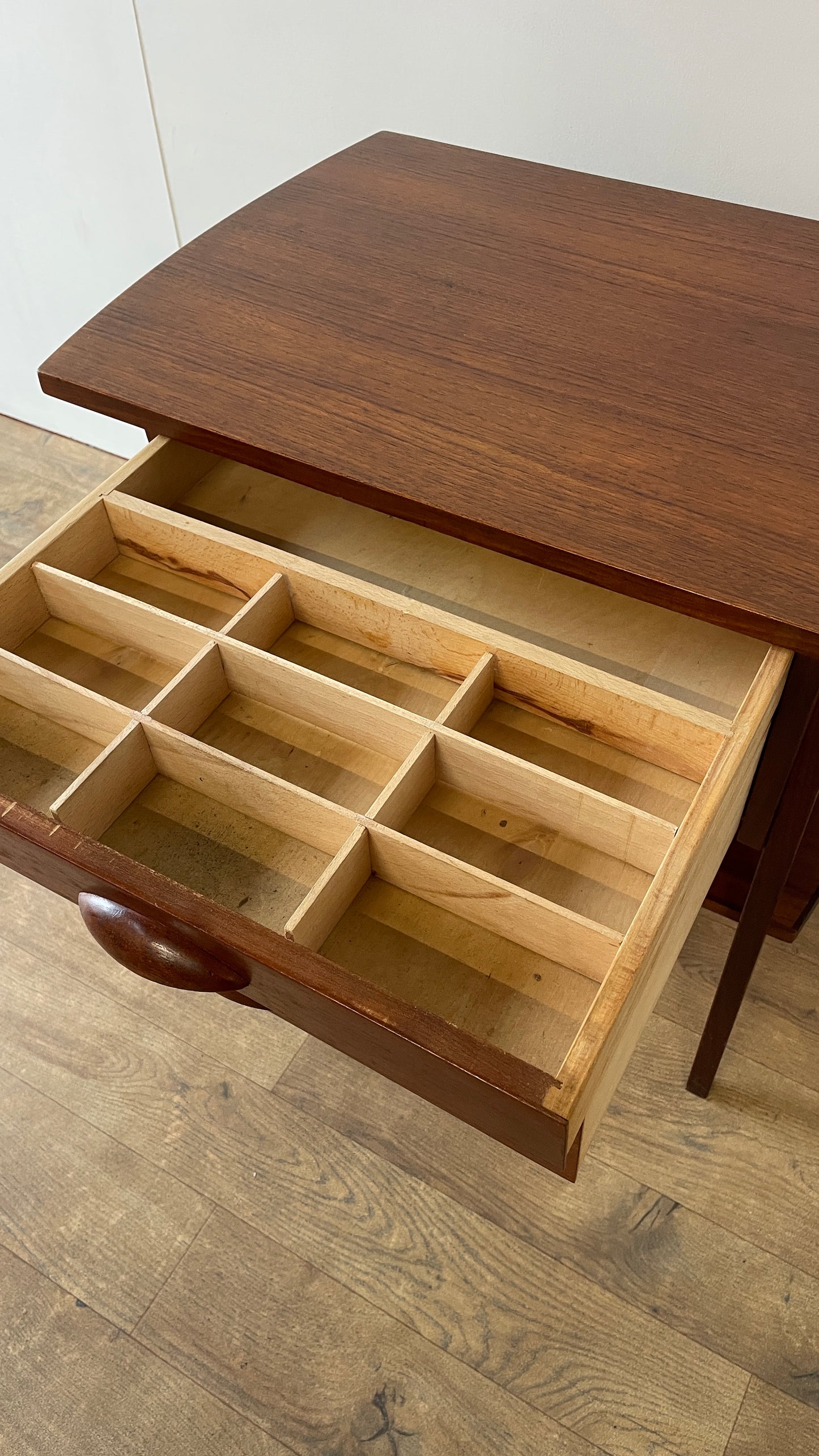 Mid-Century Danish Teak 2 Drawer Craft Table | Vintage Scandinavian Side Table