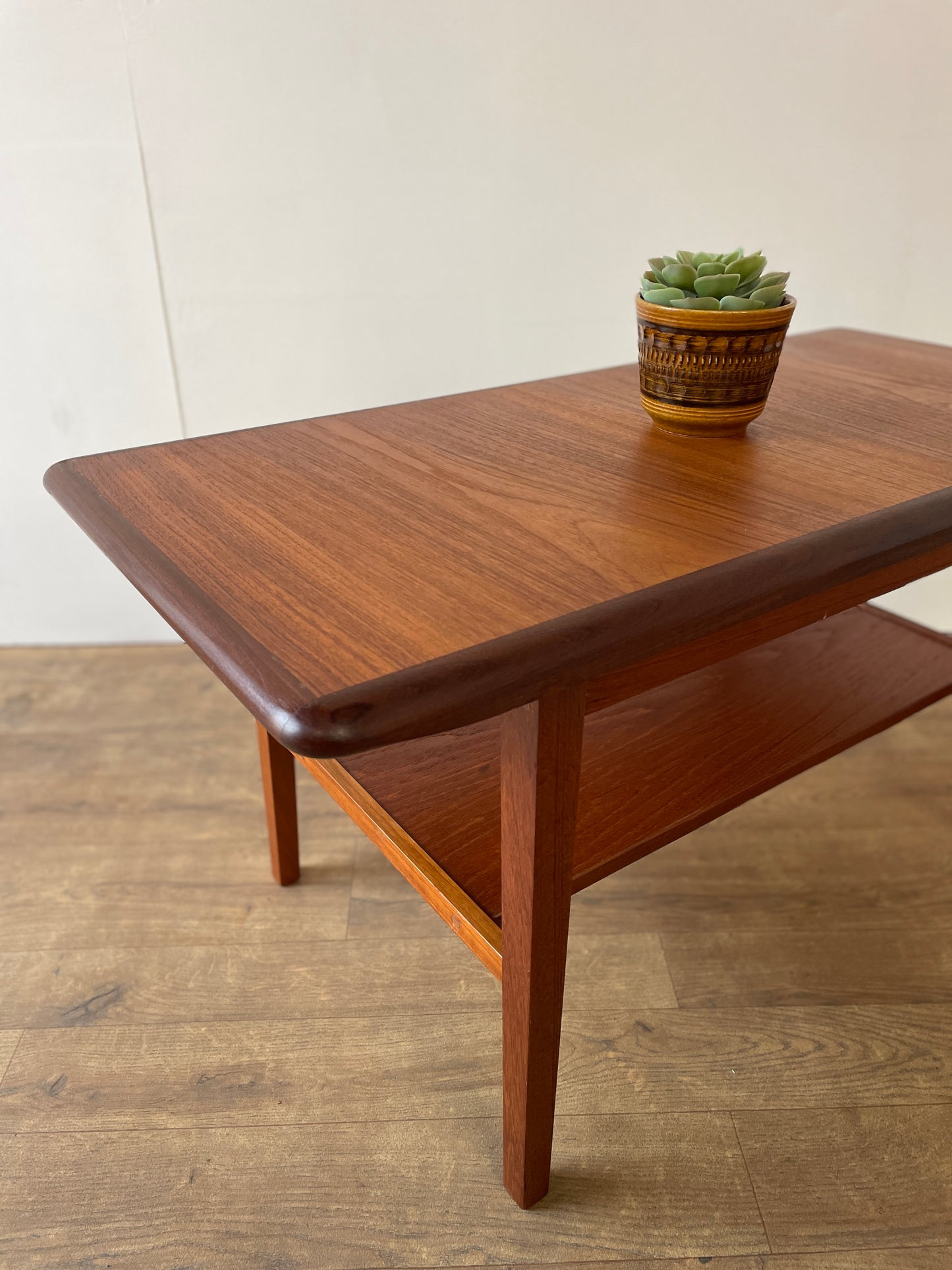 Mid-Century Danish Teak Coffee Table with Shelf | Scandinavian Vintage 1960s