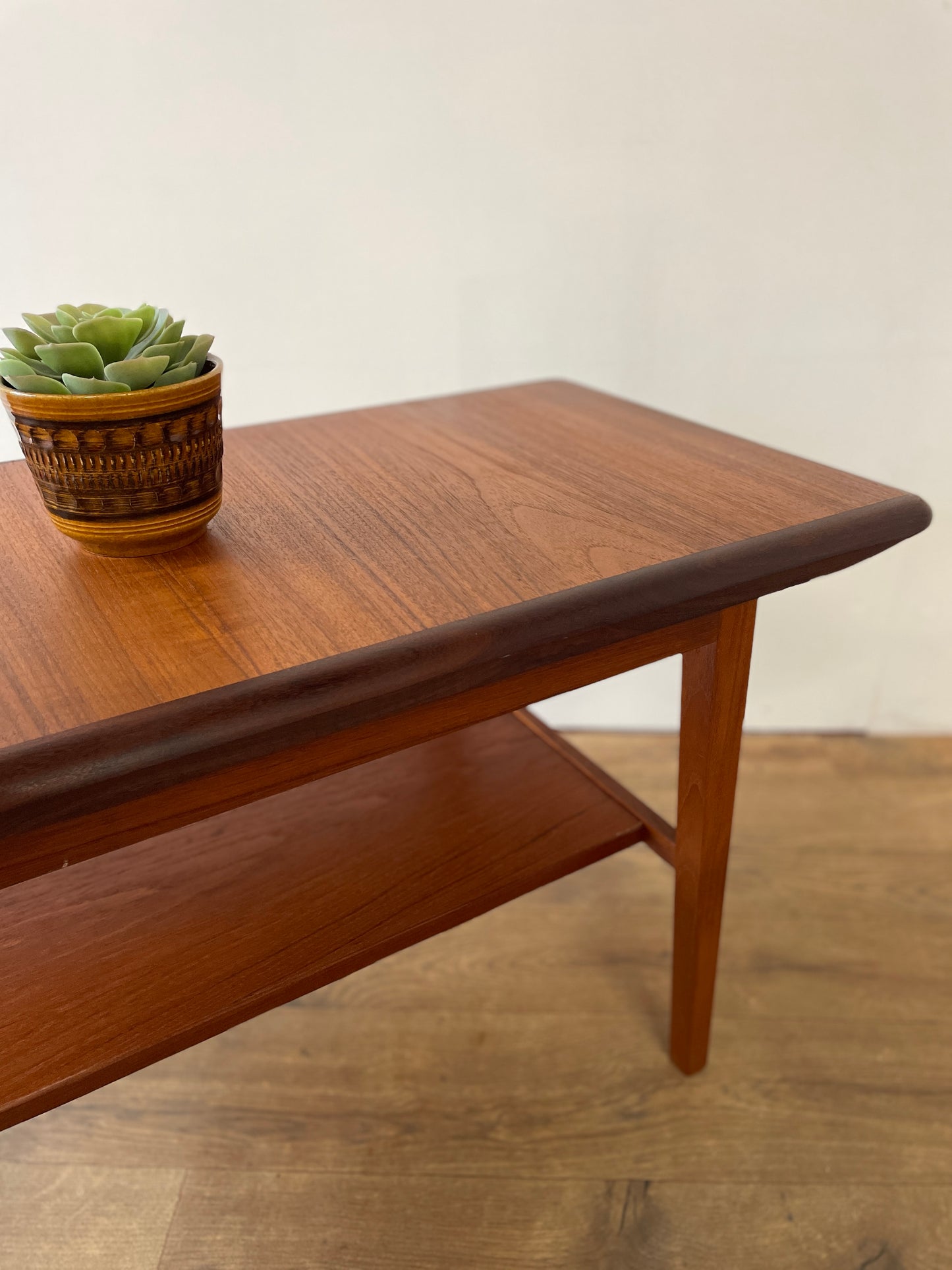 Mid-Century Danish Teak Coffee Table with Shelf | Scandinavian Vintage 1960s