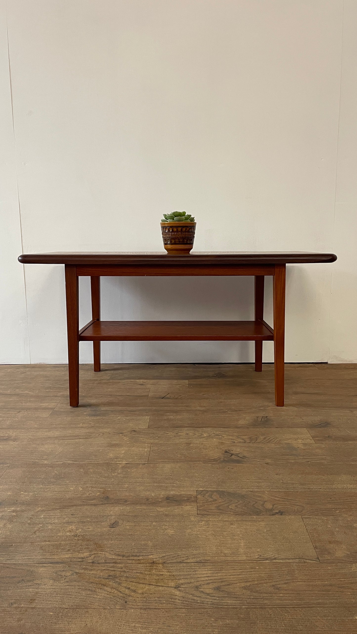 Mid-Century Danish Teak Coffee Table with Shelf | Scandinavian Vintage 1960s
