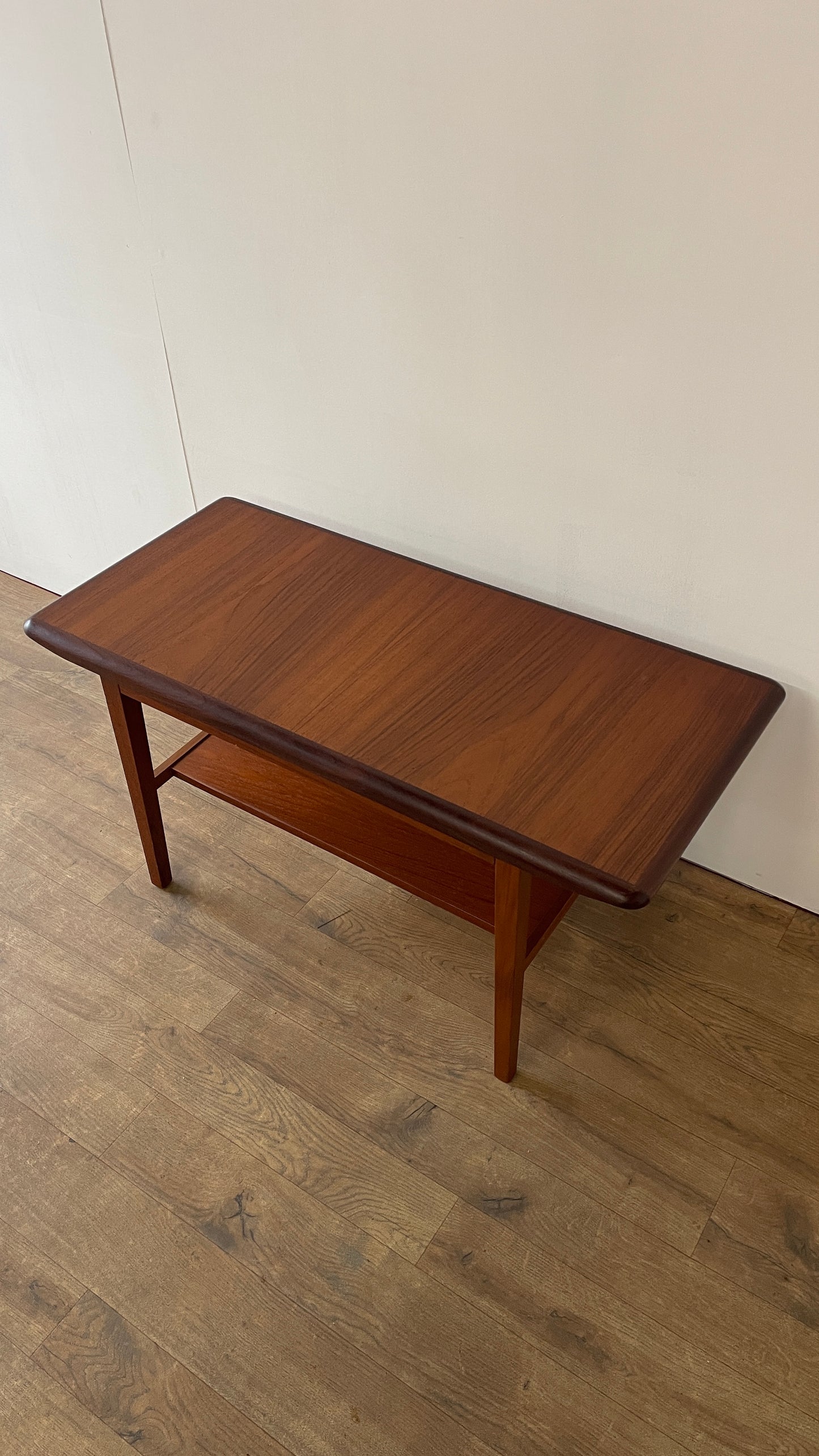 Mid-Century Danish Teak Coffee Table with Shelf | Scandinavian Vintage 1960s