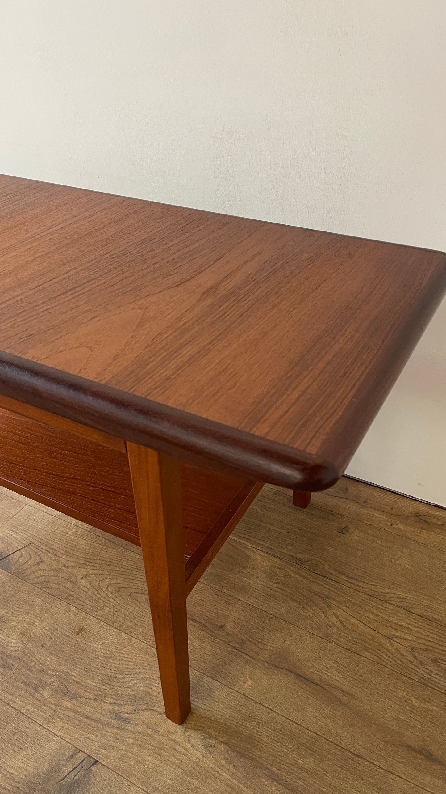 Mid-Century Danish Teak Coffee Table with Shelf | Scandinavian Vintage 1960s