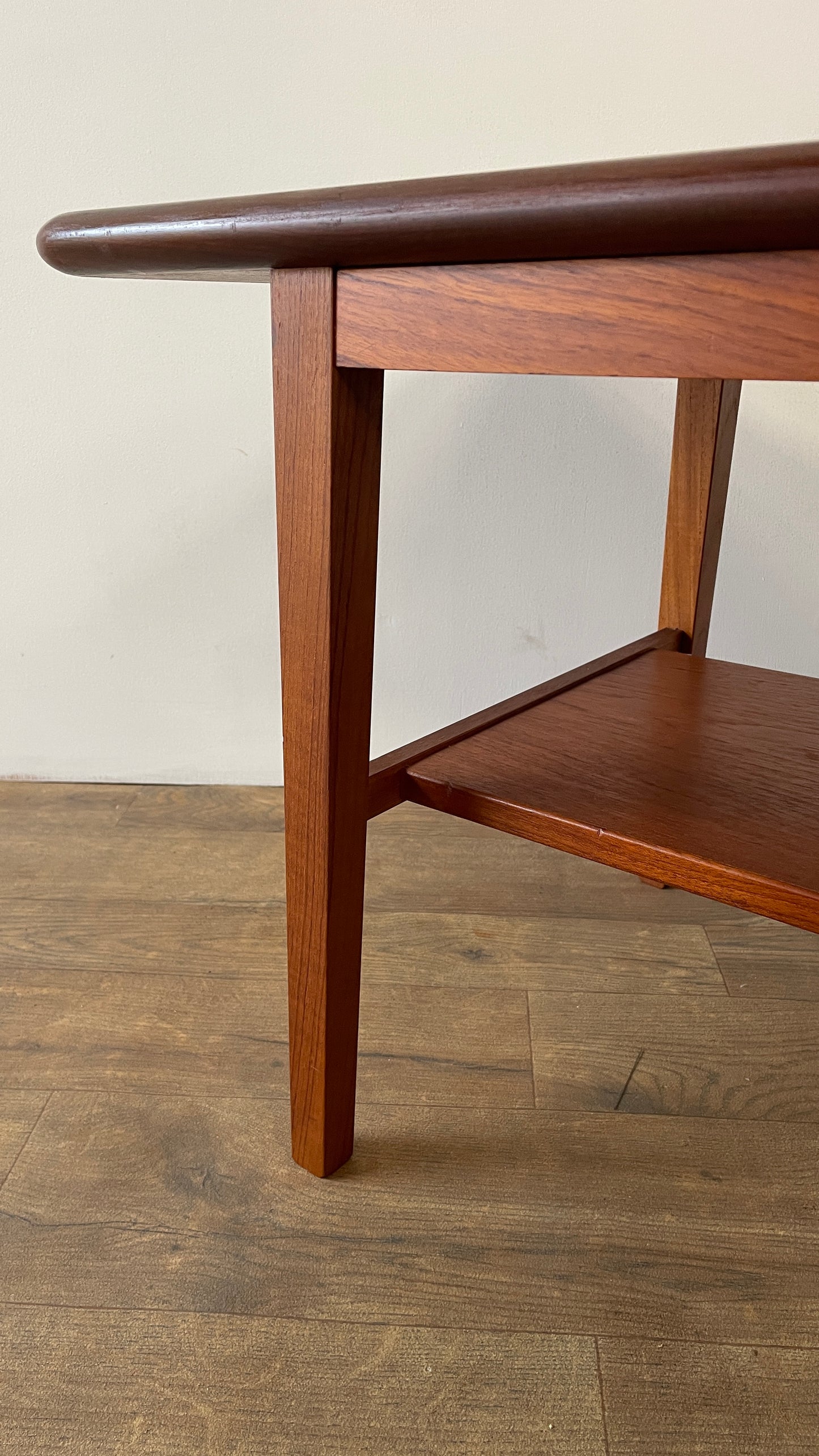 Mid-Century Danish Teak Coffee Table with Shelf | Scandinavian Vintage 1960s