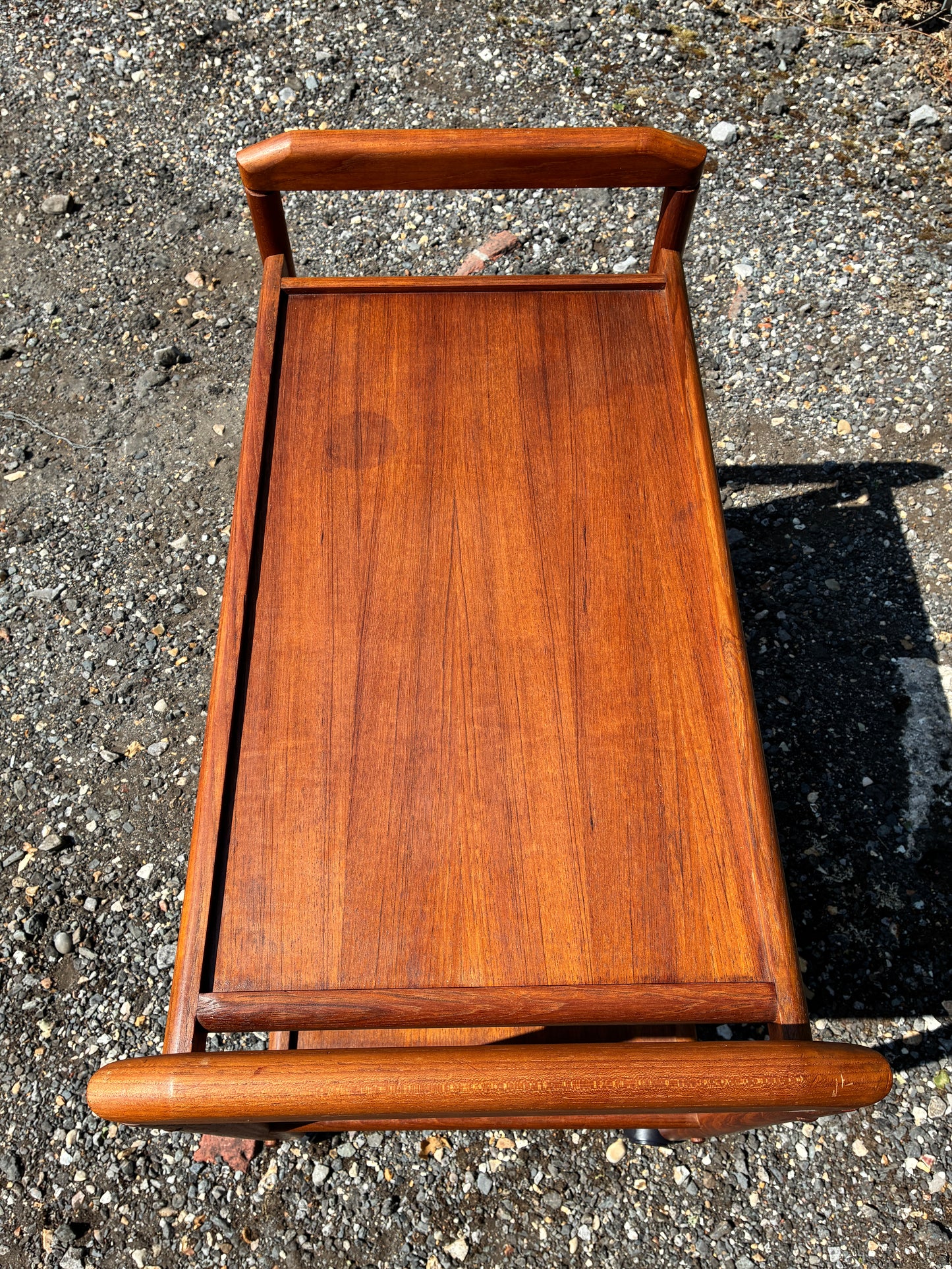 Danish Mid-Century Teak Drinks Trolley | Scandinavian Serving Cart on Castors | Two Tier Bar Cart | 1960s Vintage