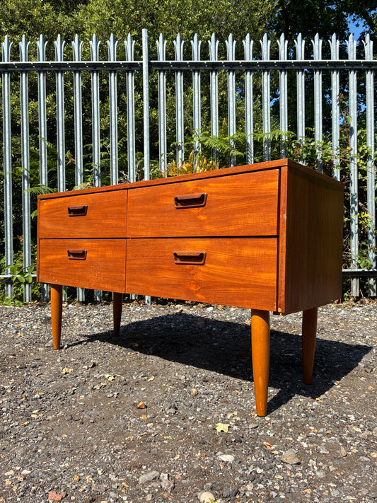 Mid-Century 4 Drawer Sideboard Vintage Teak| Scandinavian Style Chest of Drawers | Danish Modern Low Storage Cabinet