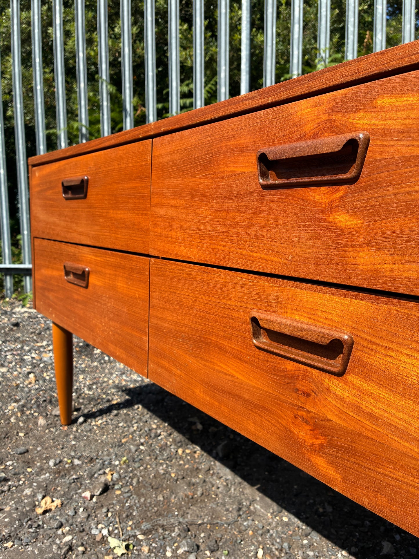 Mid-Century 4 Drawer Sideboard Vintage Teak| Scandinavian Style Chest of Drawers | Danish Modern Low Storage Cabinet