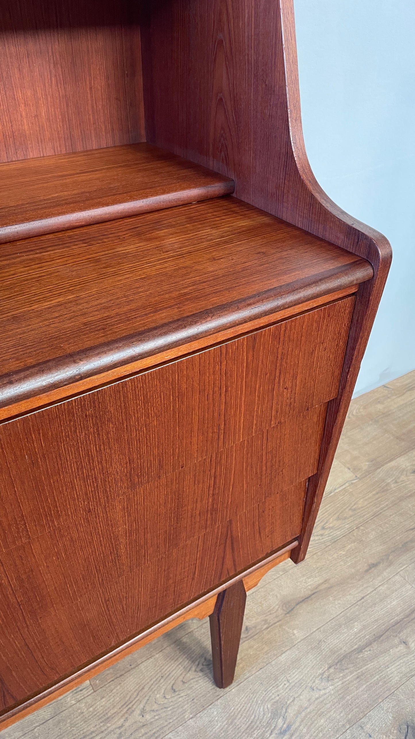 Mid-Century Danish Teak Bureau Desk with Drawers & Pull-Out Writing Surface