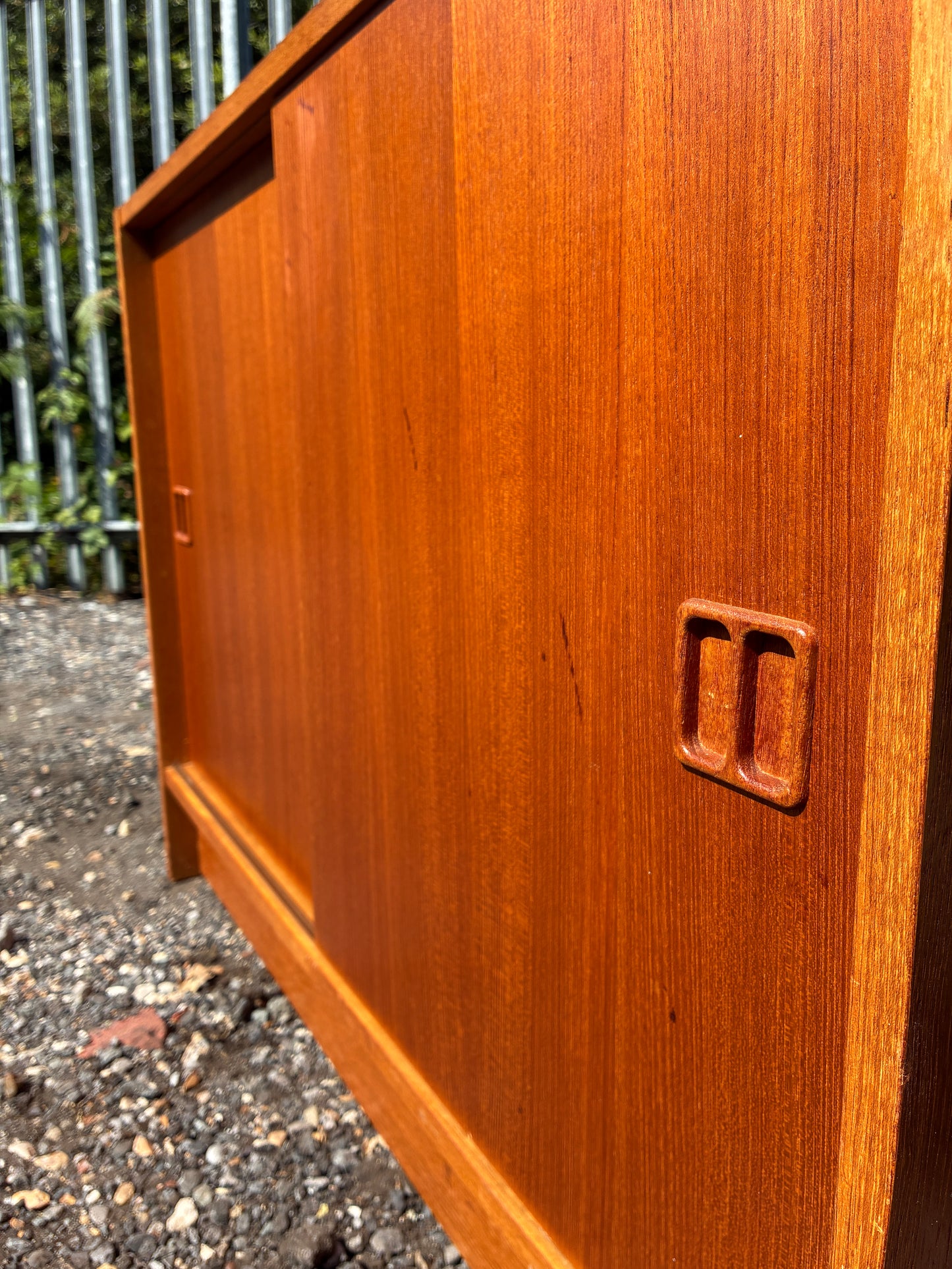 Danish Mid-Century Teak Sliding Door Cupboard | Scandinavian Storage Cabinet | Retro Sideboard | 87cm