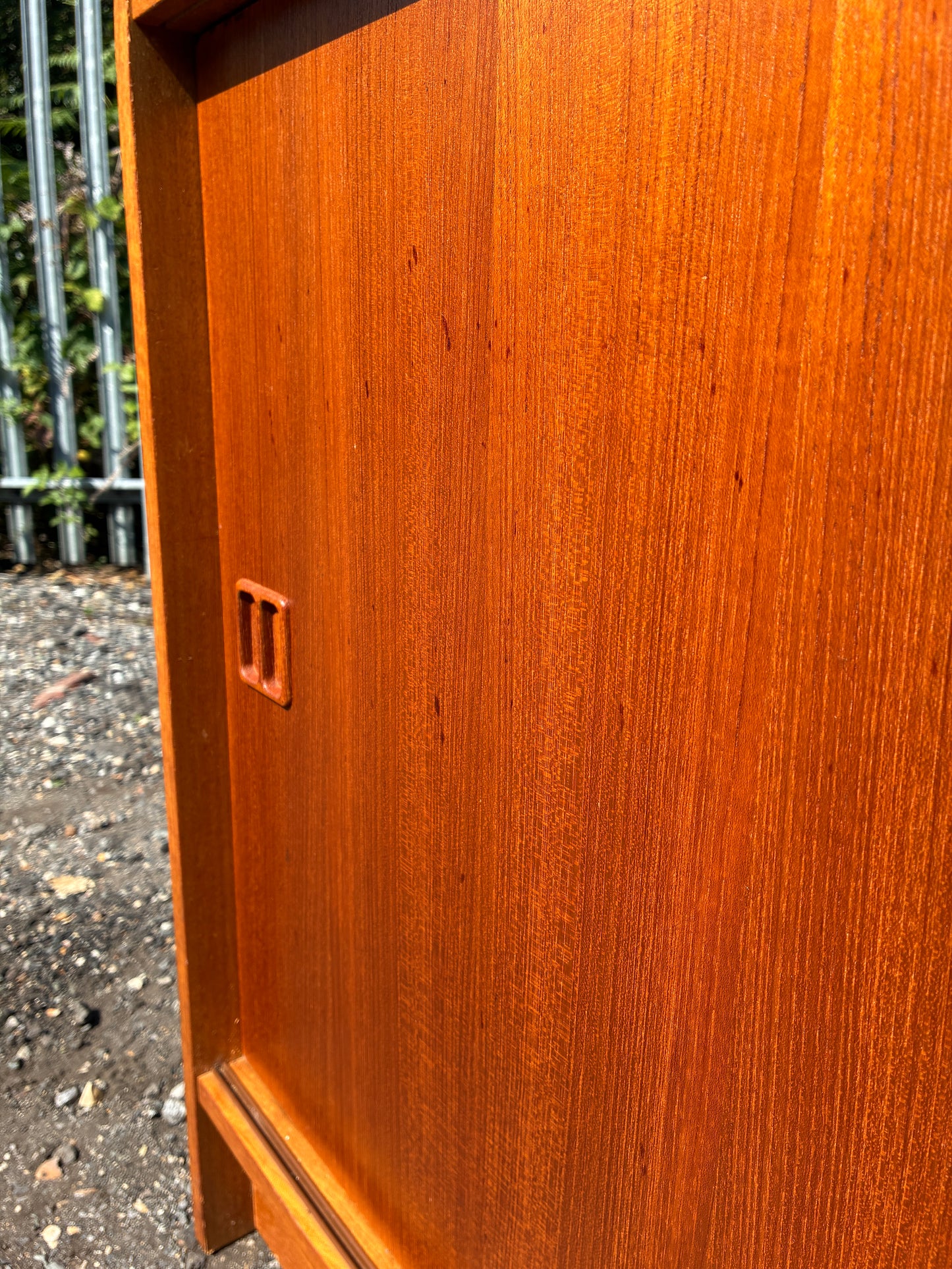 Danish Mid-Century Teak Sliding Door Cupboard | Scandinavian Storage Cabinet | Retro Sideboard | 87cm