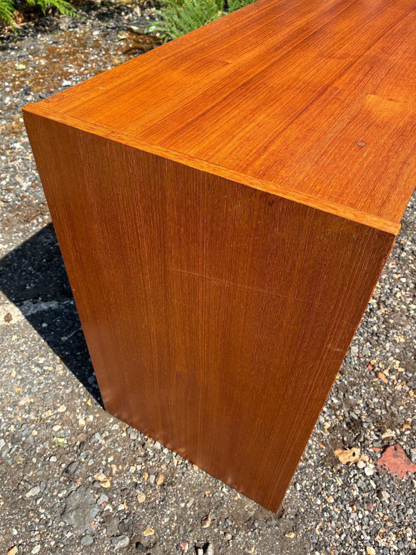 Danish Mid-Century Teak Sliding Door Cupboard | Scandinavian Storage Cabinet | Retro Sideboard | 87cm