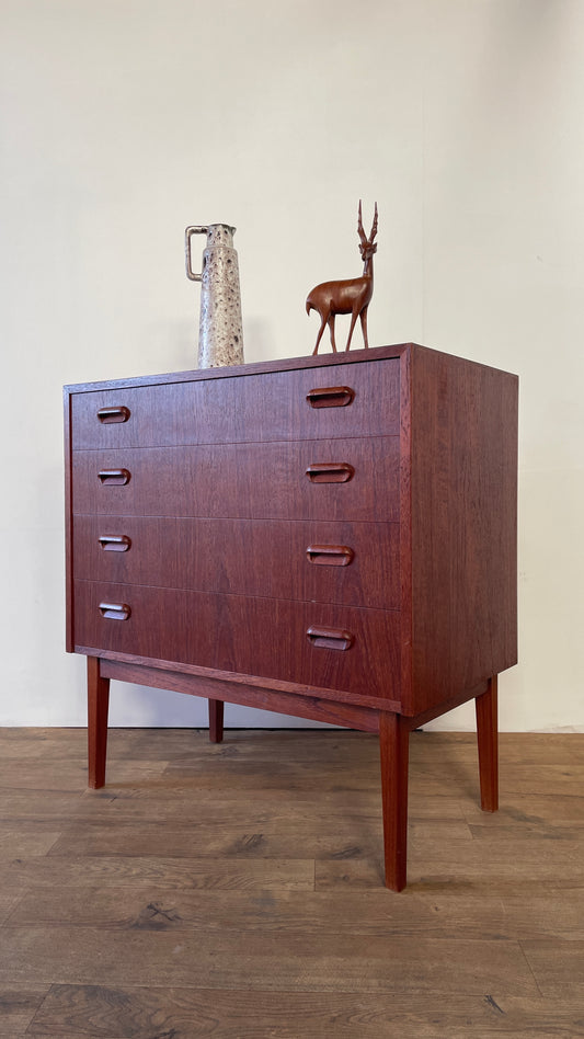 Mid-Century Danish Teak Chest of Drawers | 4 Drawer Scandinavian Storage Cabinet