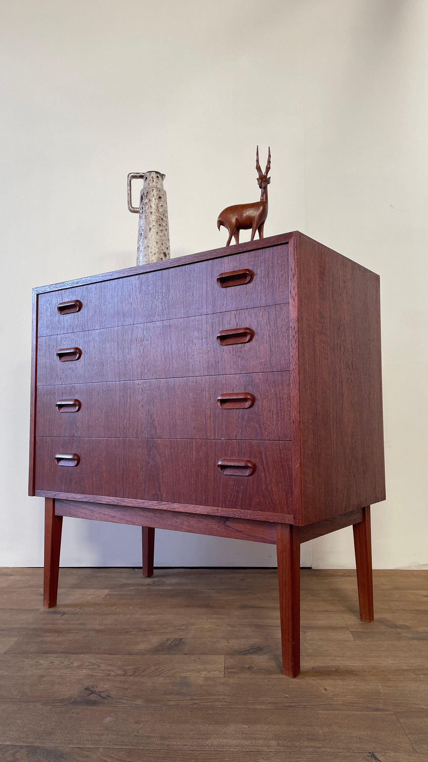 Mid-Century Danish Teak Chest of Drawers | 4 Drawer Scandinavian Storage Cabinet