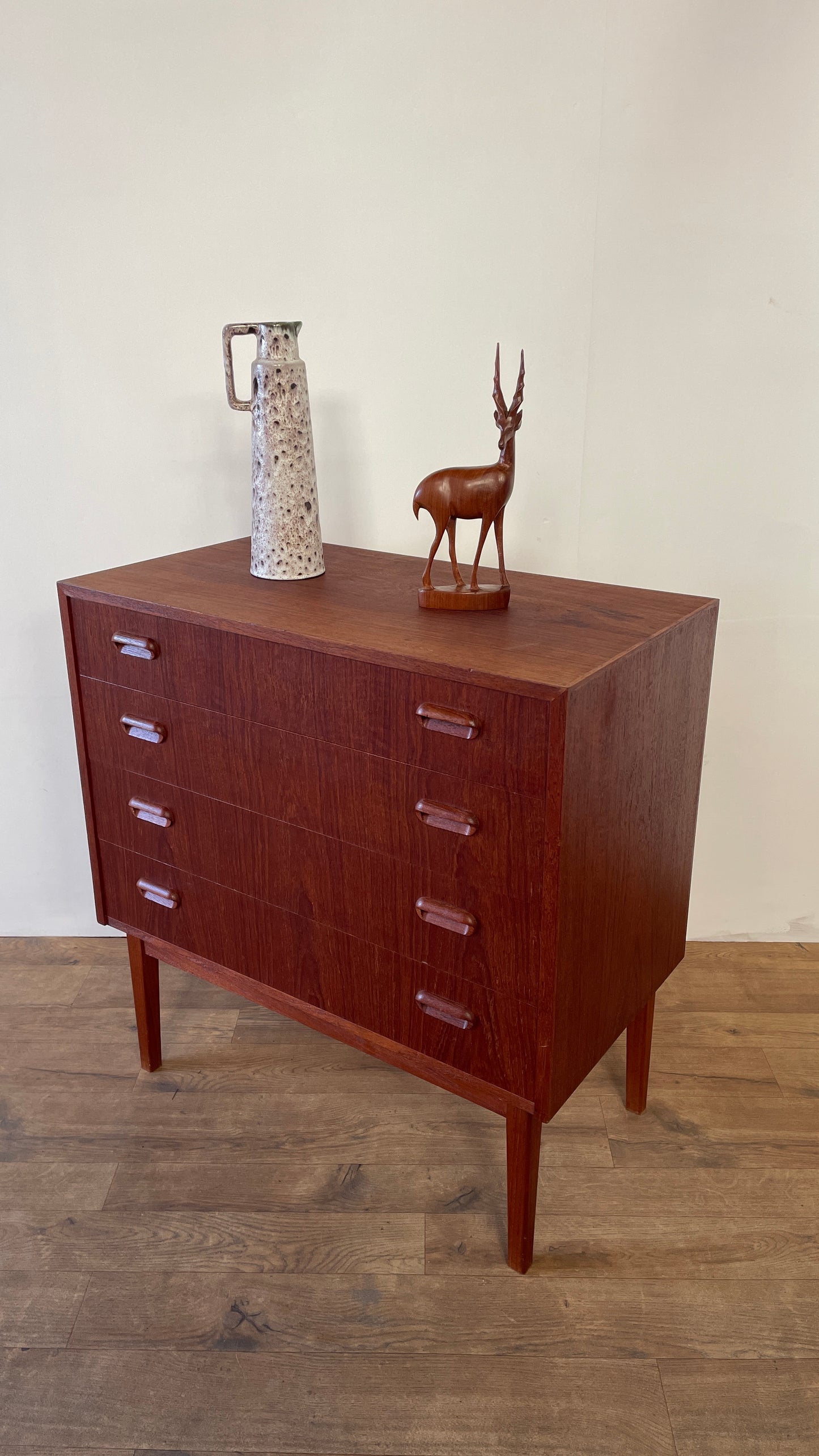 Mid-Century Danish Teak Chest of Drawers | 4 Drawer Scandinavian Storage Cabinet
