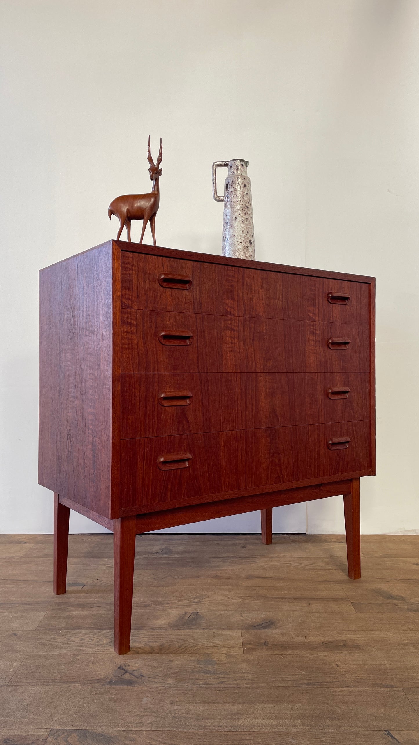 Mid-Century Danish Teak Chest of Drawers | 4 Drawer Scandinavian Storage Cabinet