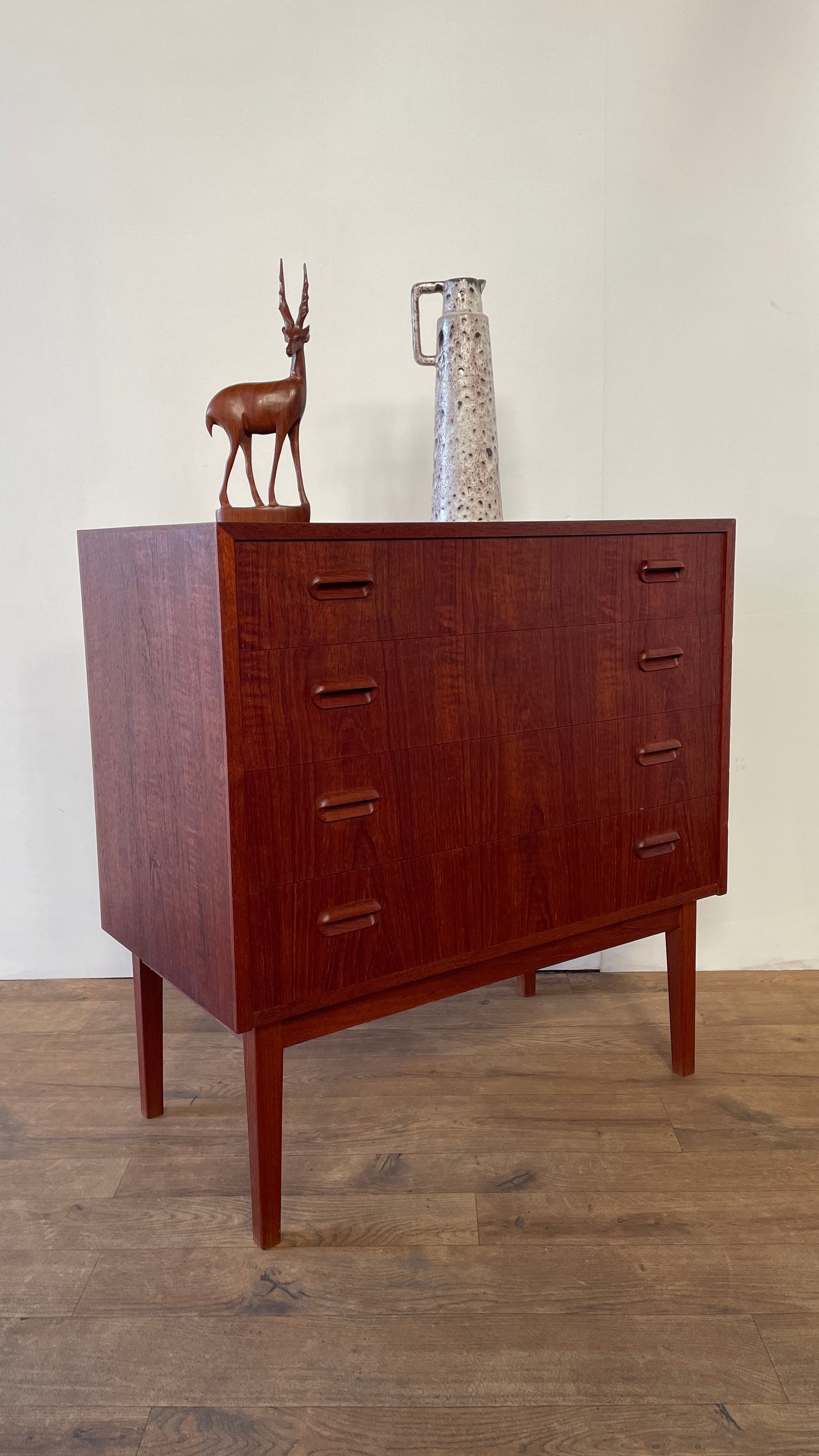 Mid-Century Danish Teak Chest of Drawers | 4 Drawer Scandinavian Storage Cabinet