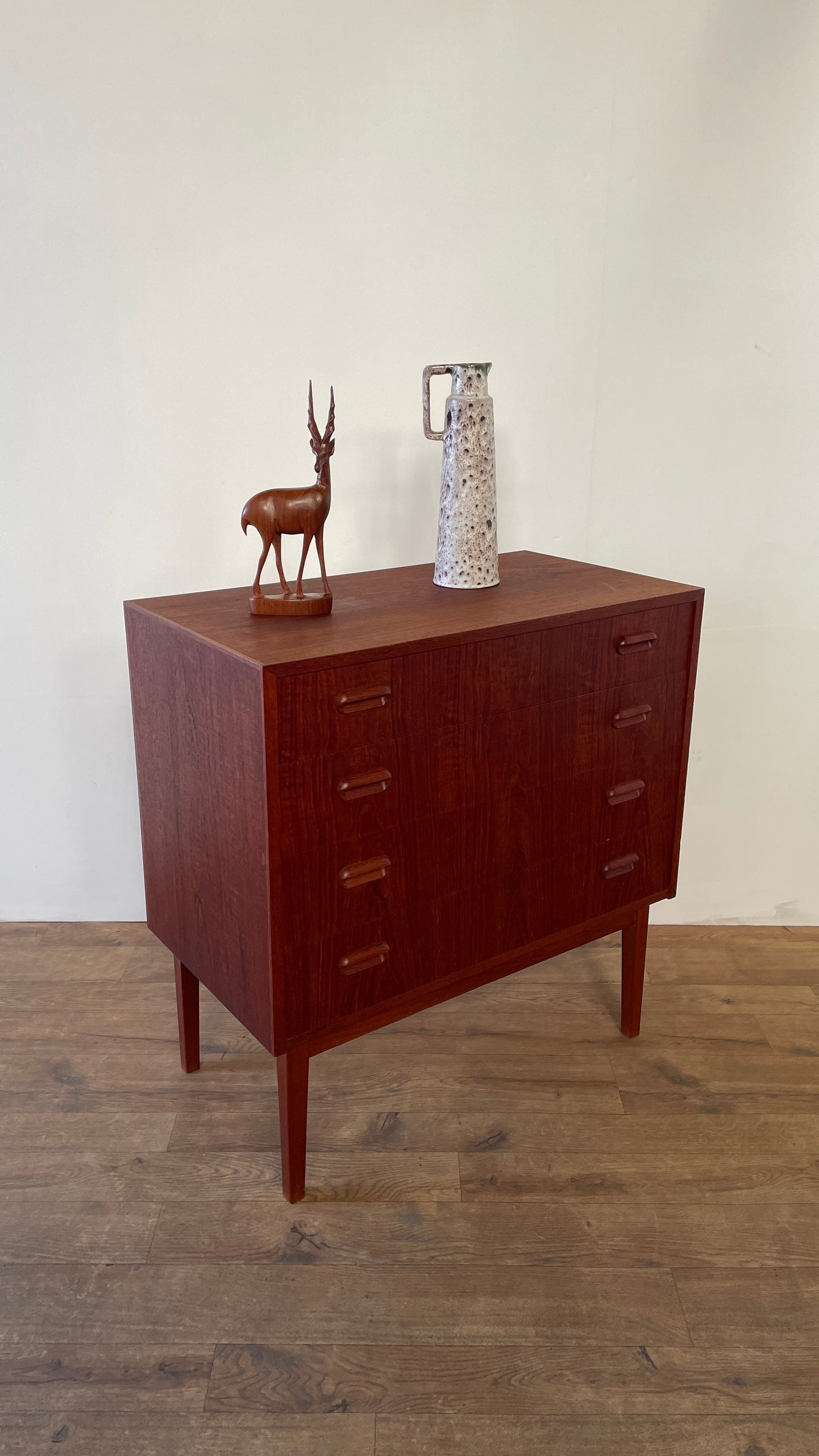 Mid-Century Danish Teak Chest of Drawers | 4 Drawer Scandinavian Storage Cabinet