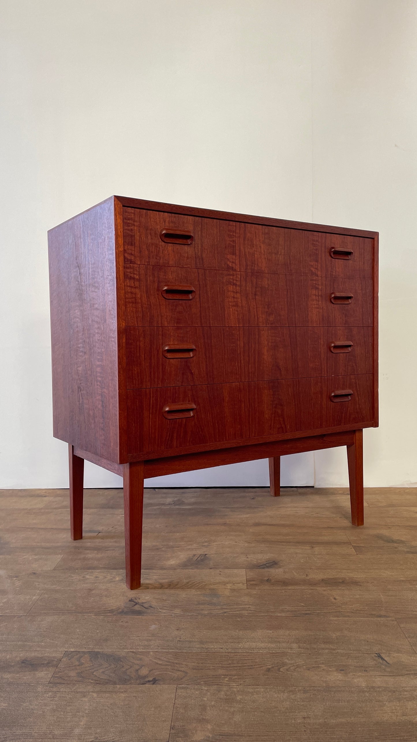 Mid-Century Danish Teak Chest of Drawers | 4 Drawer Scandinavian Storage Cabinet