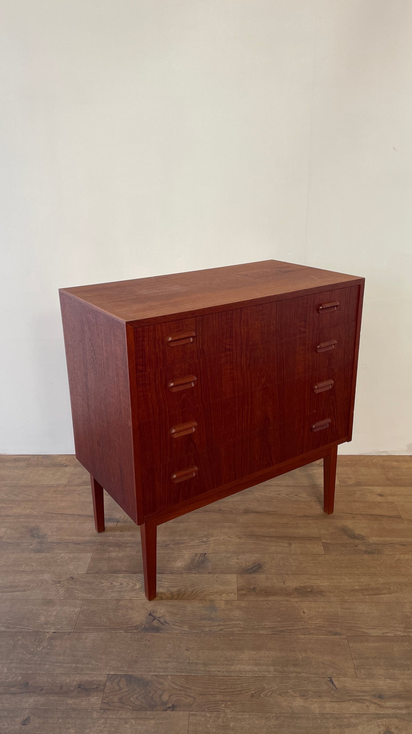Mid-Century Danish Teak Chest of Drawers | 4 Drawer Scandinavian Storage Cabinet
