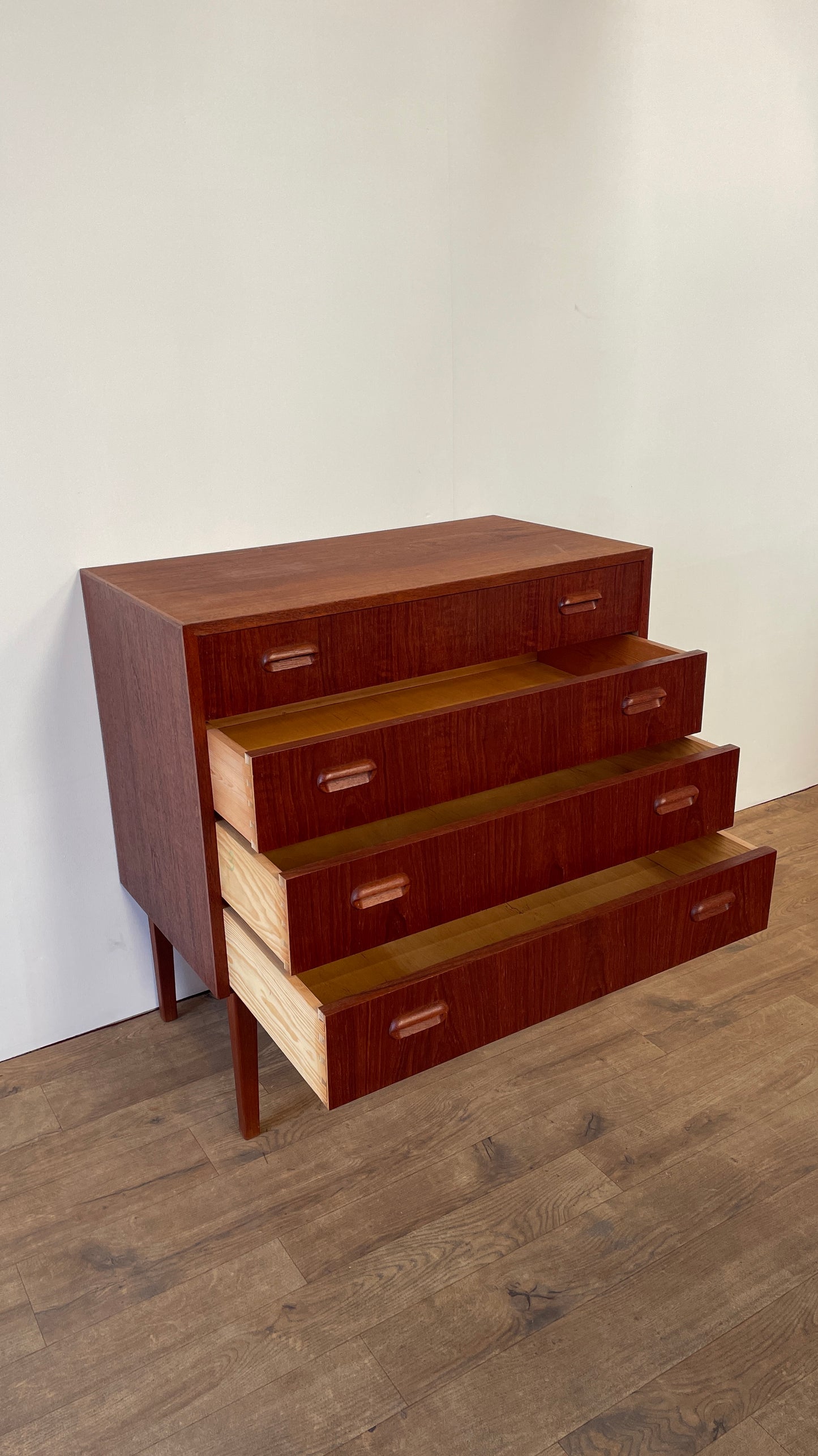 Mid-Century Danish Teak Chest of Drawers | 4 Drawer Scandinavian Storage Cabinet