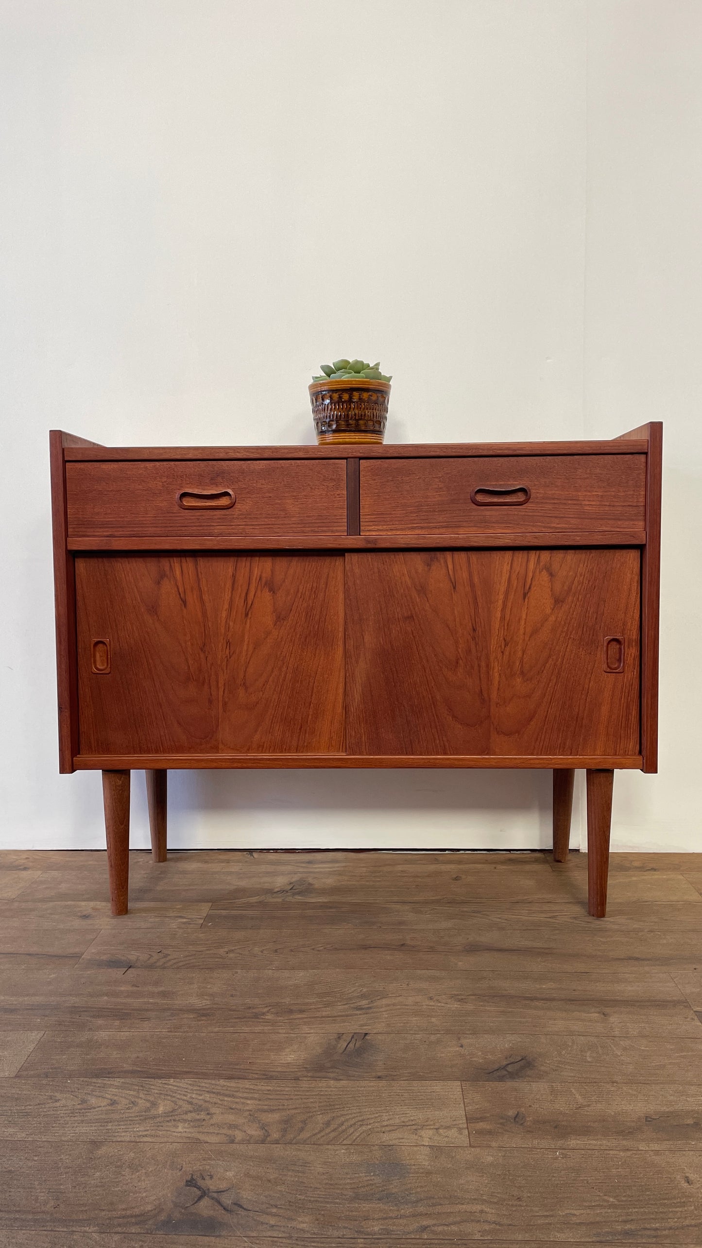 Mid-Century Danish Teak Cabinet with Sliding Doors & Drawers | 1960s Sideboard