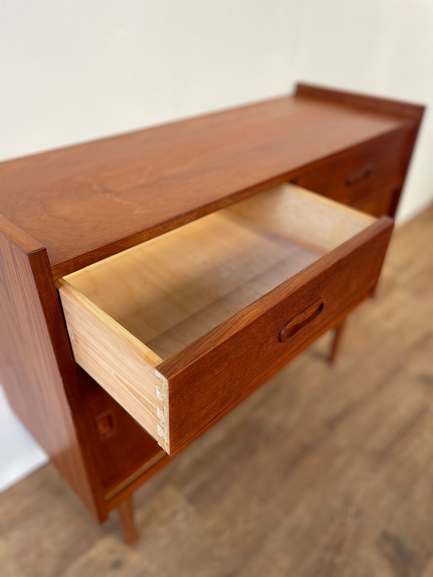 Mid-Century Danish Teak Cabinet with Sliding Doors & Drawers | 1960s Sideboard