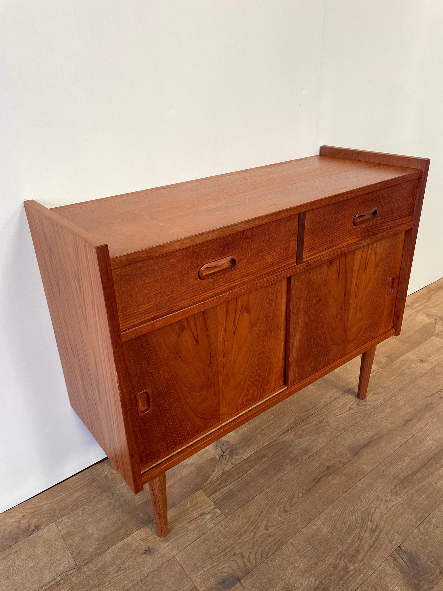 Mid-Century Danish Teak Cabinet with Sliding Doors & Drawers | 1960s Sideboard