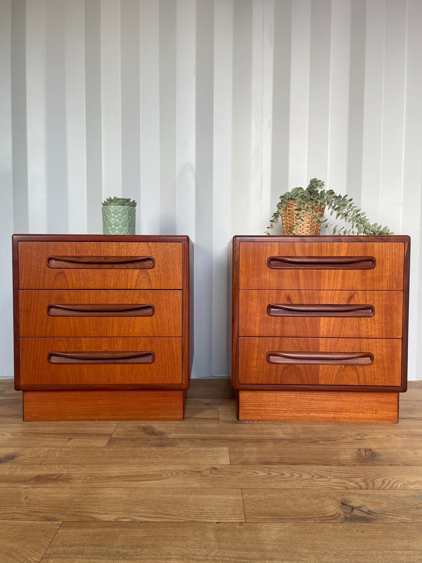 Pair G-Plan Bedside Tables Cabinets Chests - Mid-Century Vintage Teak Retro