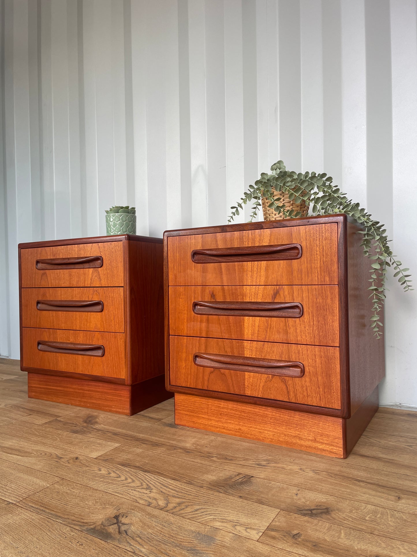 Pair G-Plan Bedside Tables Cabinets Chests - Mid-Century Vintage Teak Retro