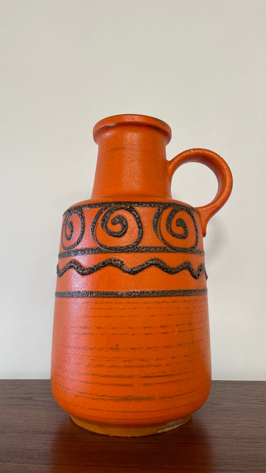 Large Mid-Century West German Orange Jug Vase – 40cm Vintage Ceramic