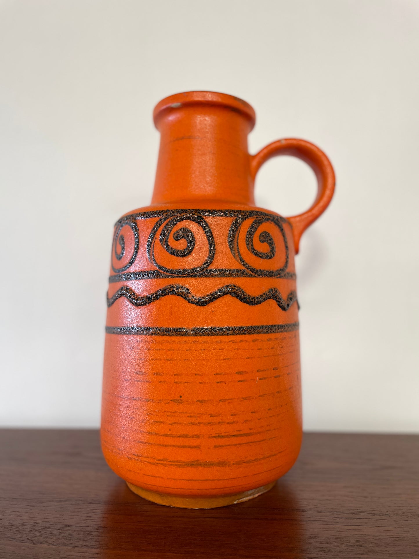 Large Mid-Century West German Orange Jug Vase – 40cm Vintage Ceramic