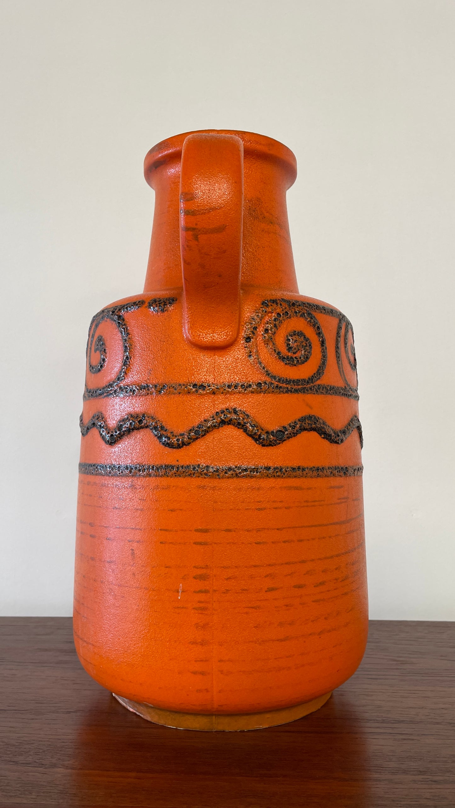 Large Mid-Century West German Orange Jug Vase – 40cm Vintage Ceramic