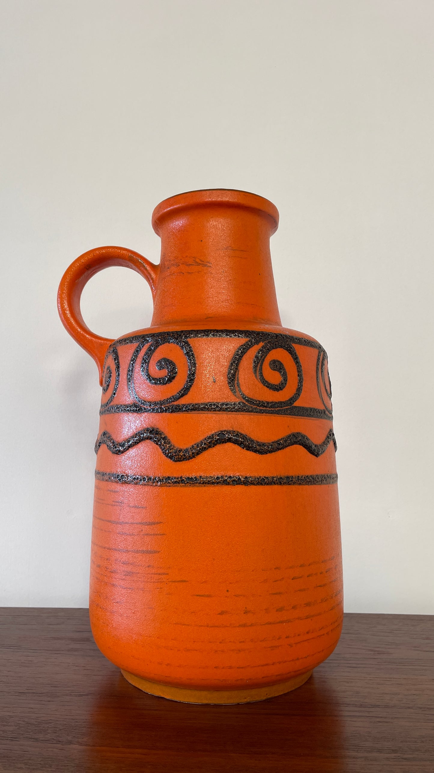 Large Mid-Century West German Orange Jug Vase – 40cm Vintage Ceramic