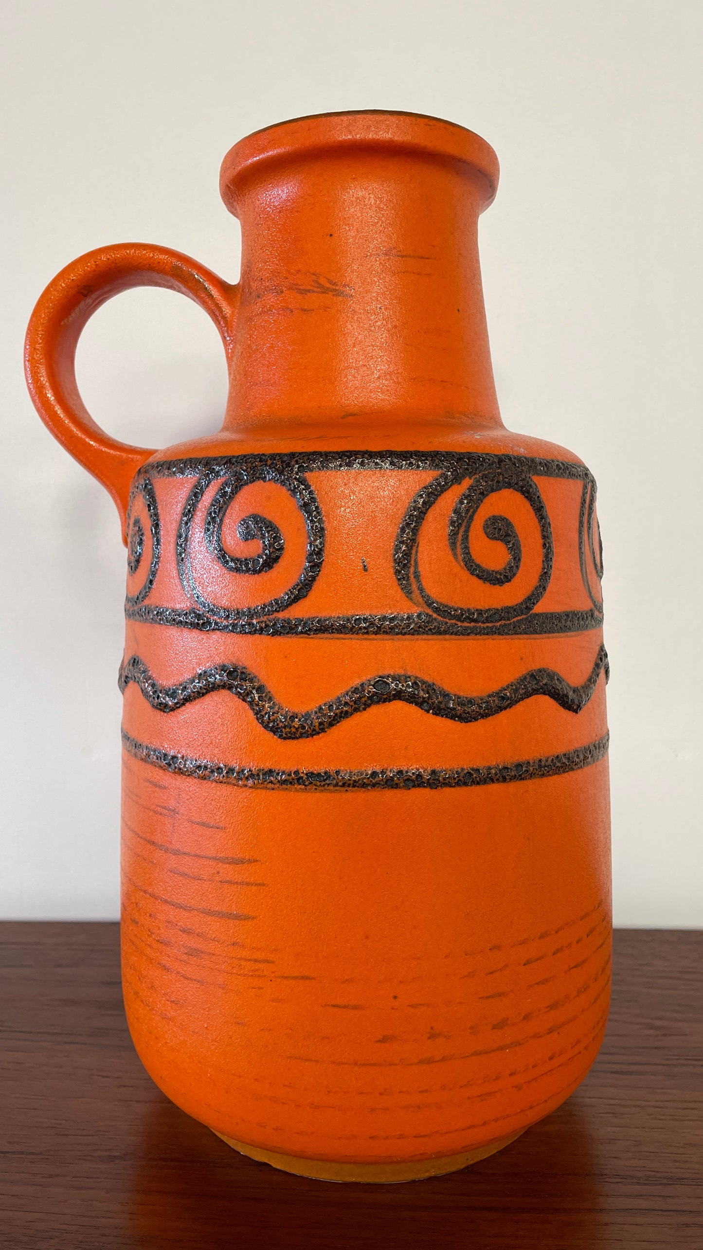 Large Mid-Century West German Orange Jug Vase – 40cm Vintage Ceramic