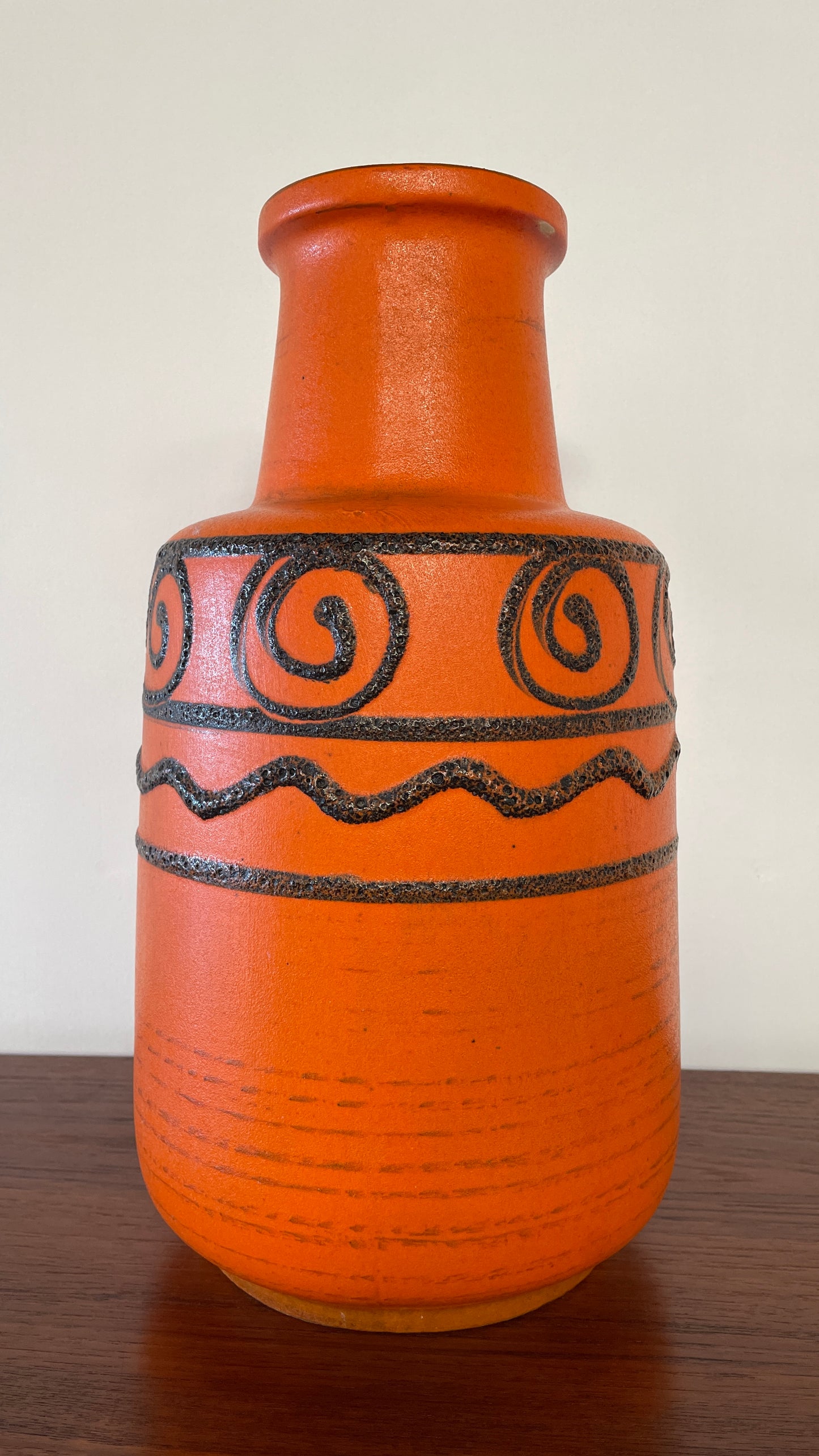 Large Mid-Century West German Orange Jug Vase – 40cm Vintage Ceramic