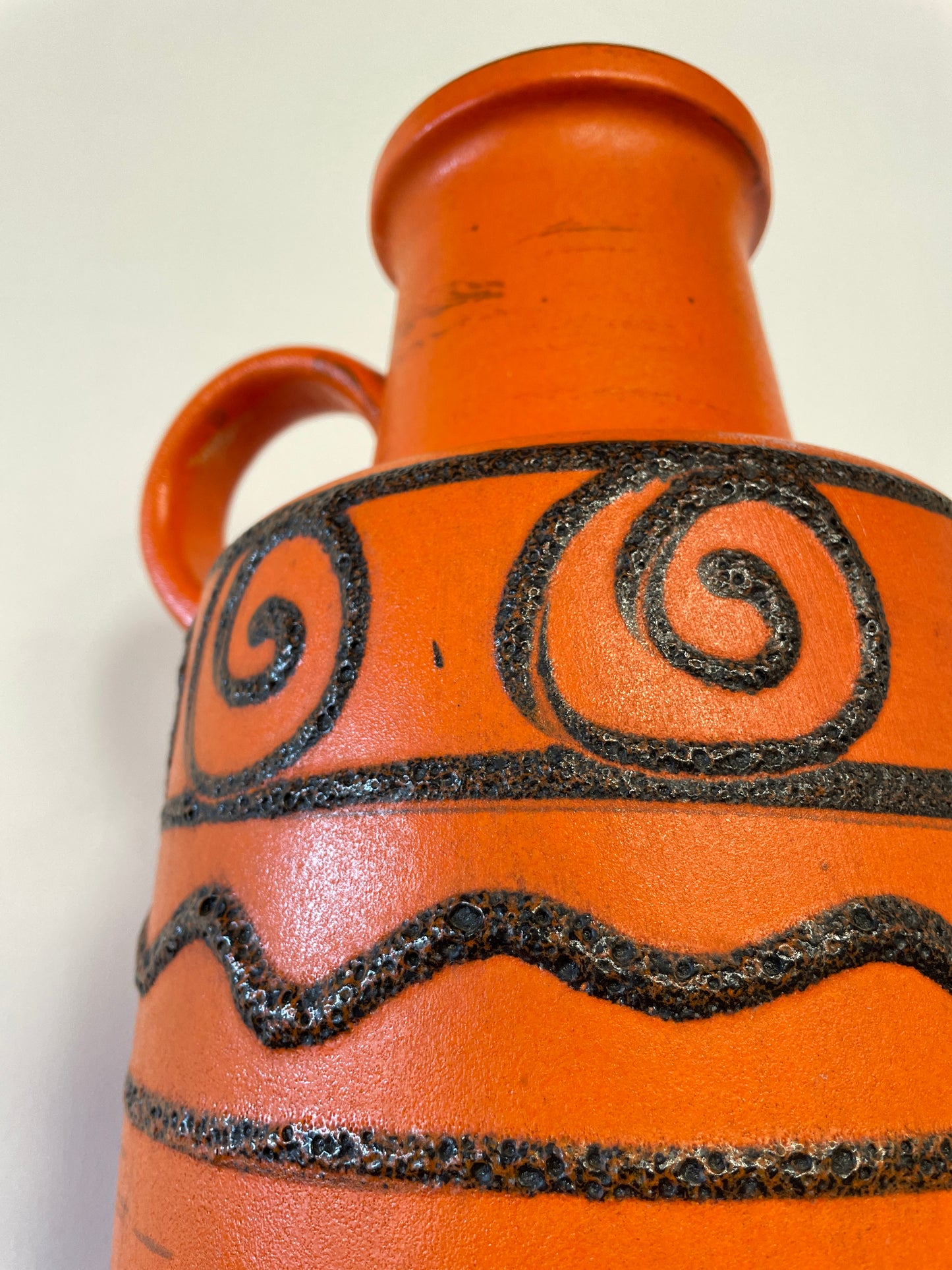 Large Mid-Century West German Orange Jug Vase – 40cm Vintage Ceramic