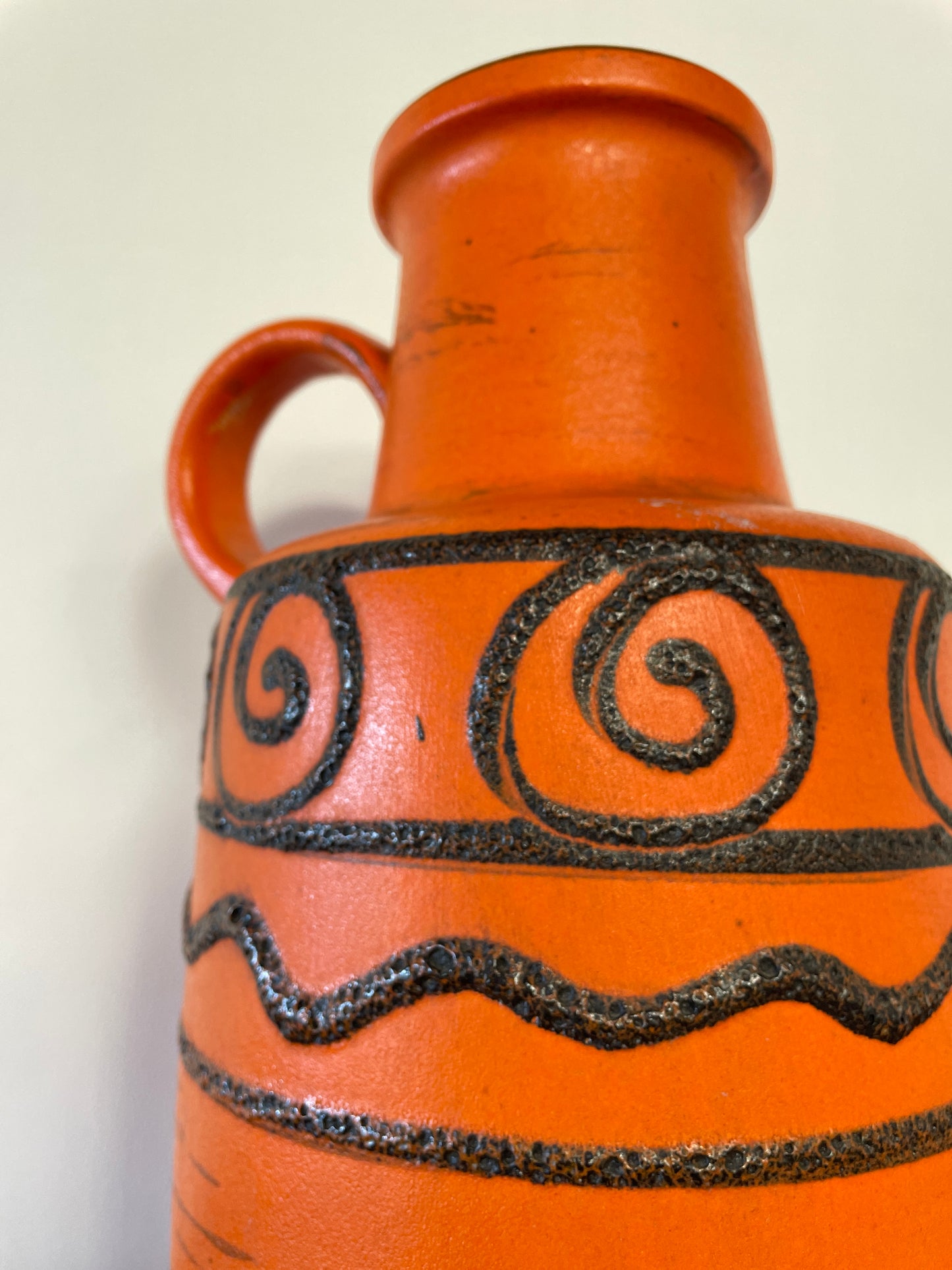 Large Mid-Century West German Orange Jug Vase – 40cm Vintage Ceramic