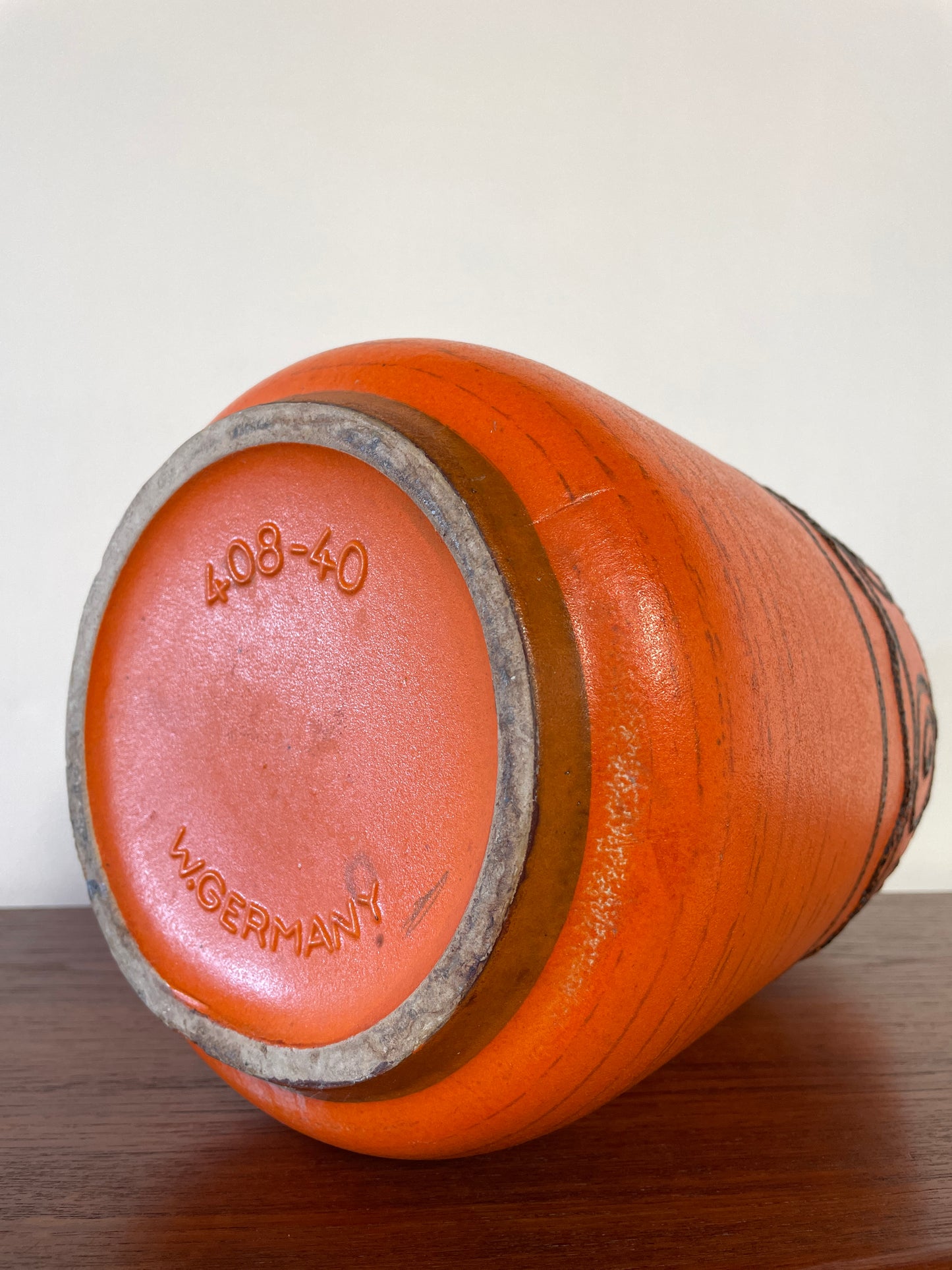 Large Mid-Century West German Orange Jug Vase – 40cm Vintage Ceramic