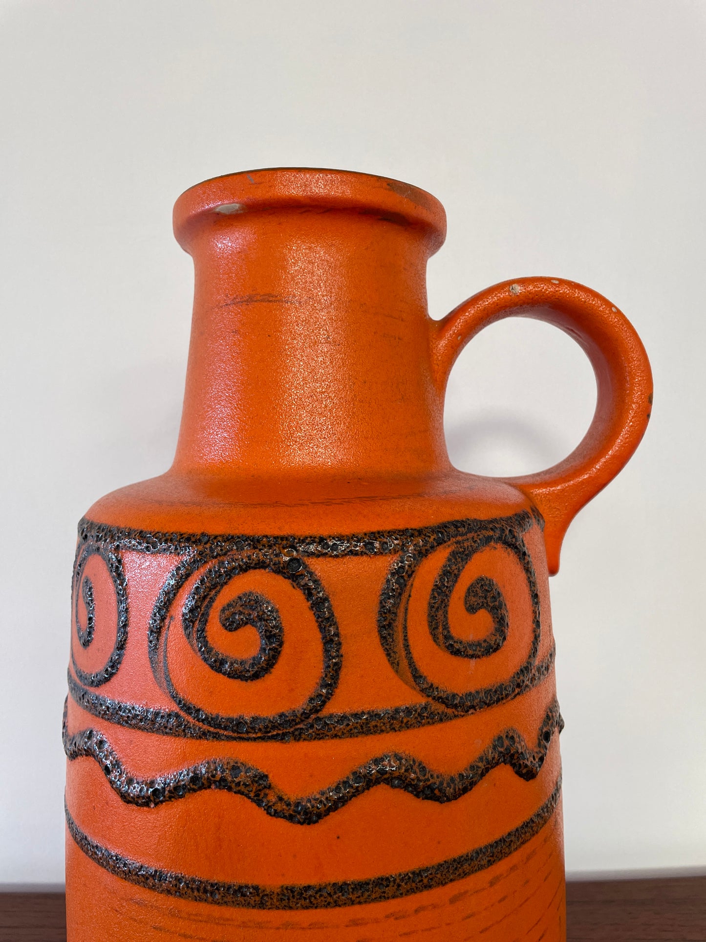 Large Mid-Century West German Orange Jug Vase – 40cm Vintage Ceramic