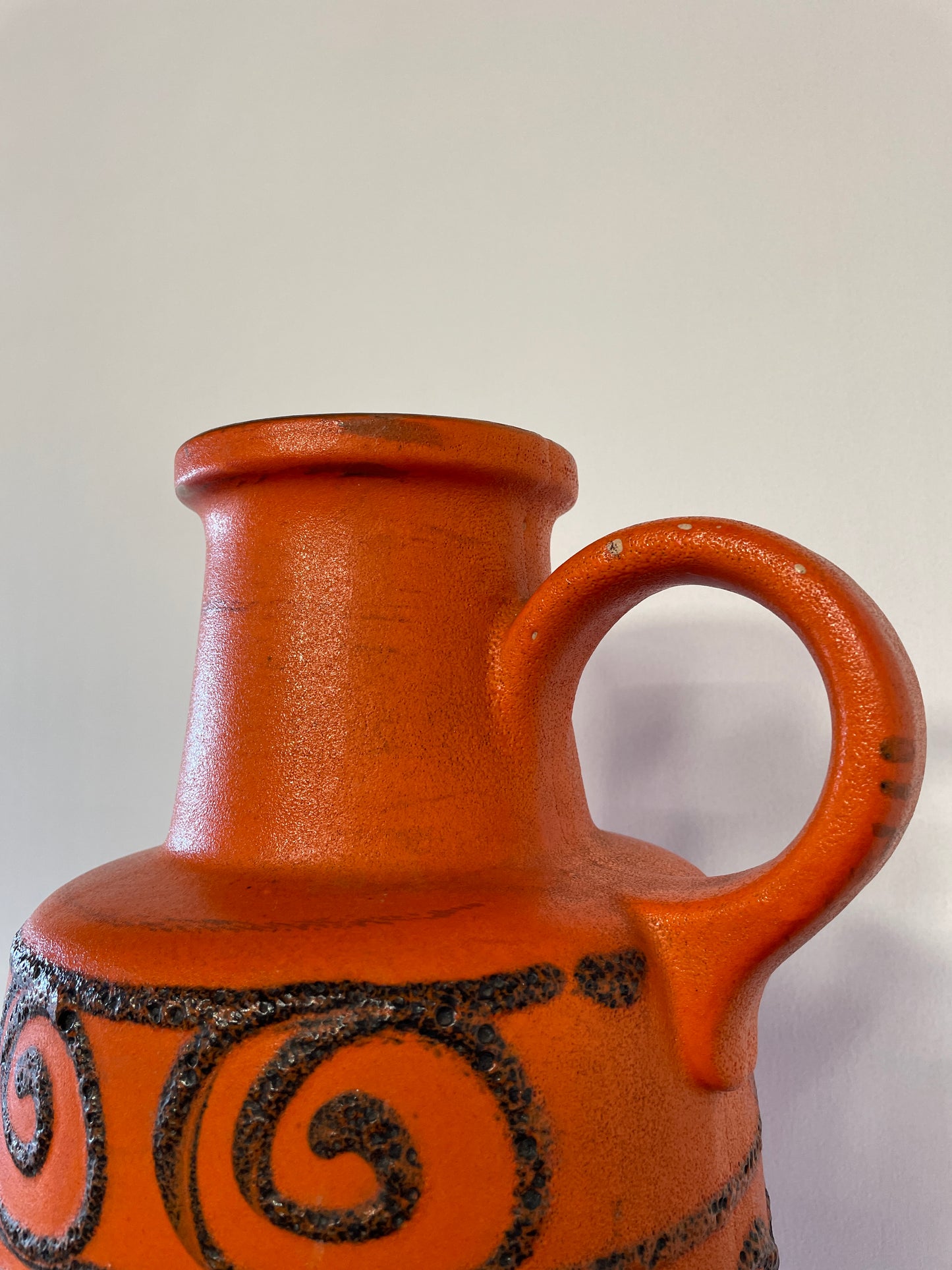 Large Mid-Century West German Orange Jug Vase – 40cm Vintage Ceramic