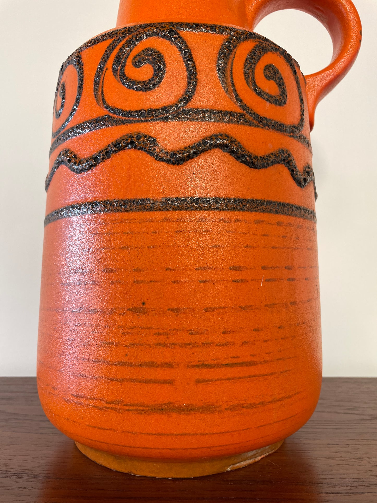 Large Mid-Century West German Orange Jug Vase – 40cm Vintage Ceramic