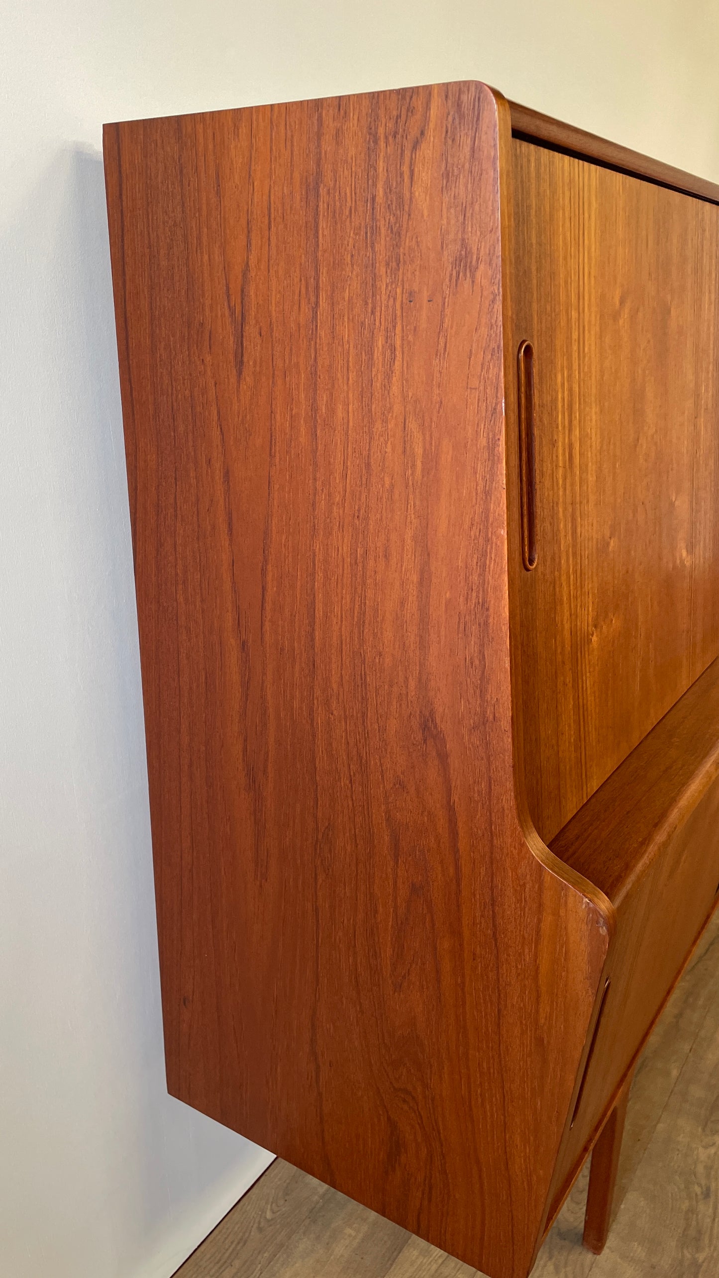 Mid-Century Danish Teak Highboard Sideboard with Sliding Doors & Drawers