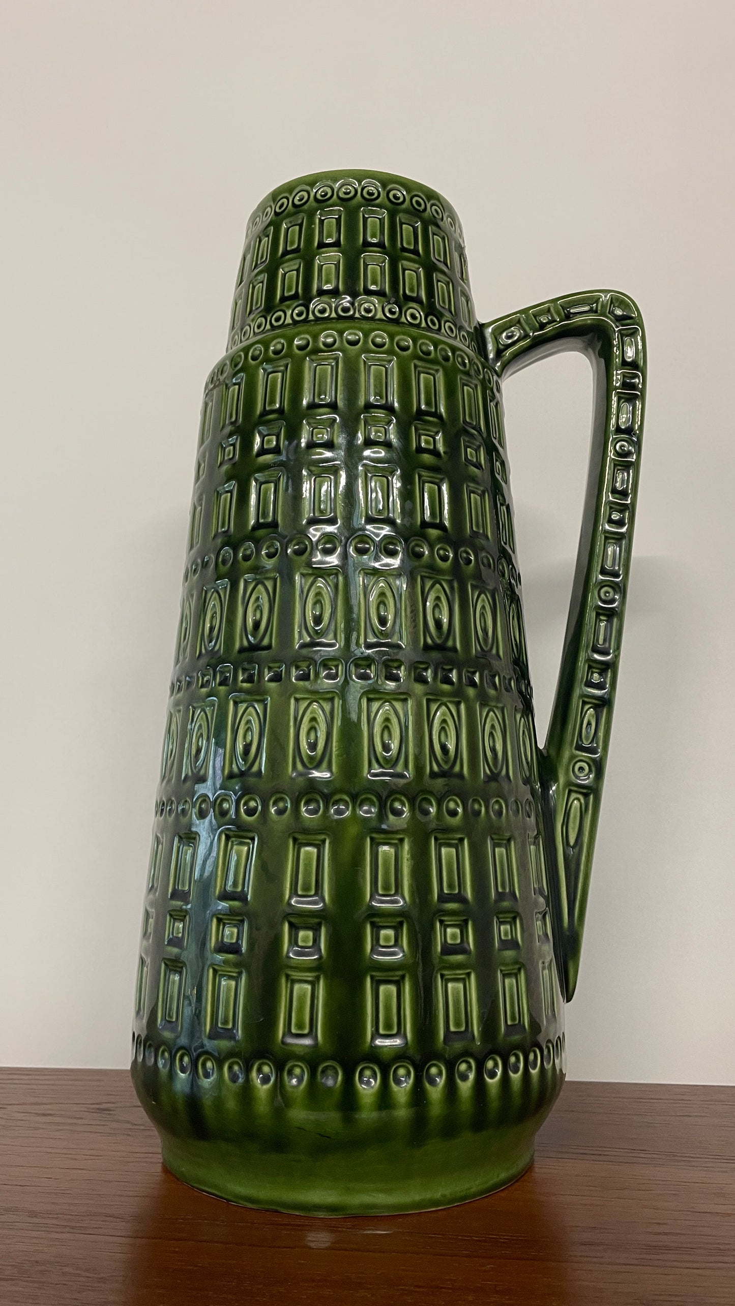 Mid-Century West German Green Ceramic Jug Vase | 45cm | W. Germany