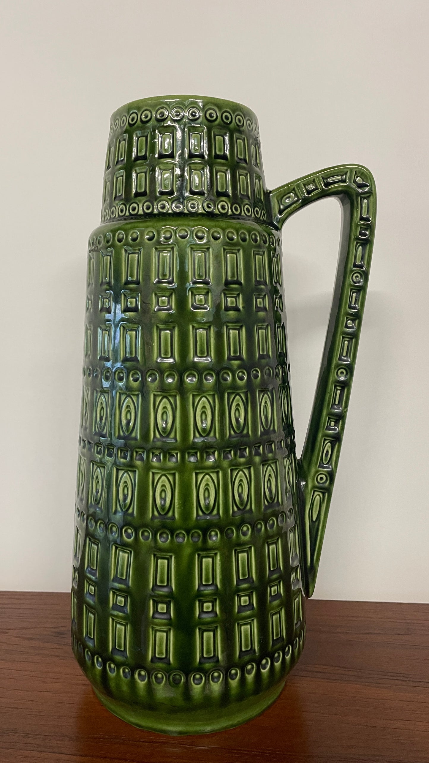 Mid-Century West German Green Ceramic Jug Vase | 45cm | W. Germany