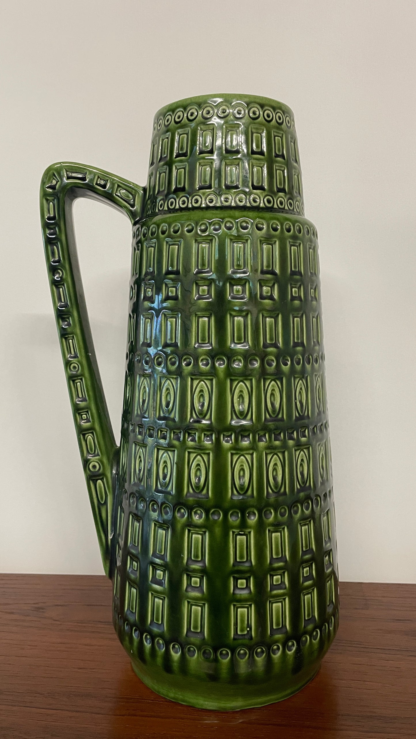 Mid-Century West German Green Ceramic Jug Vase | 45cm | W. Germany