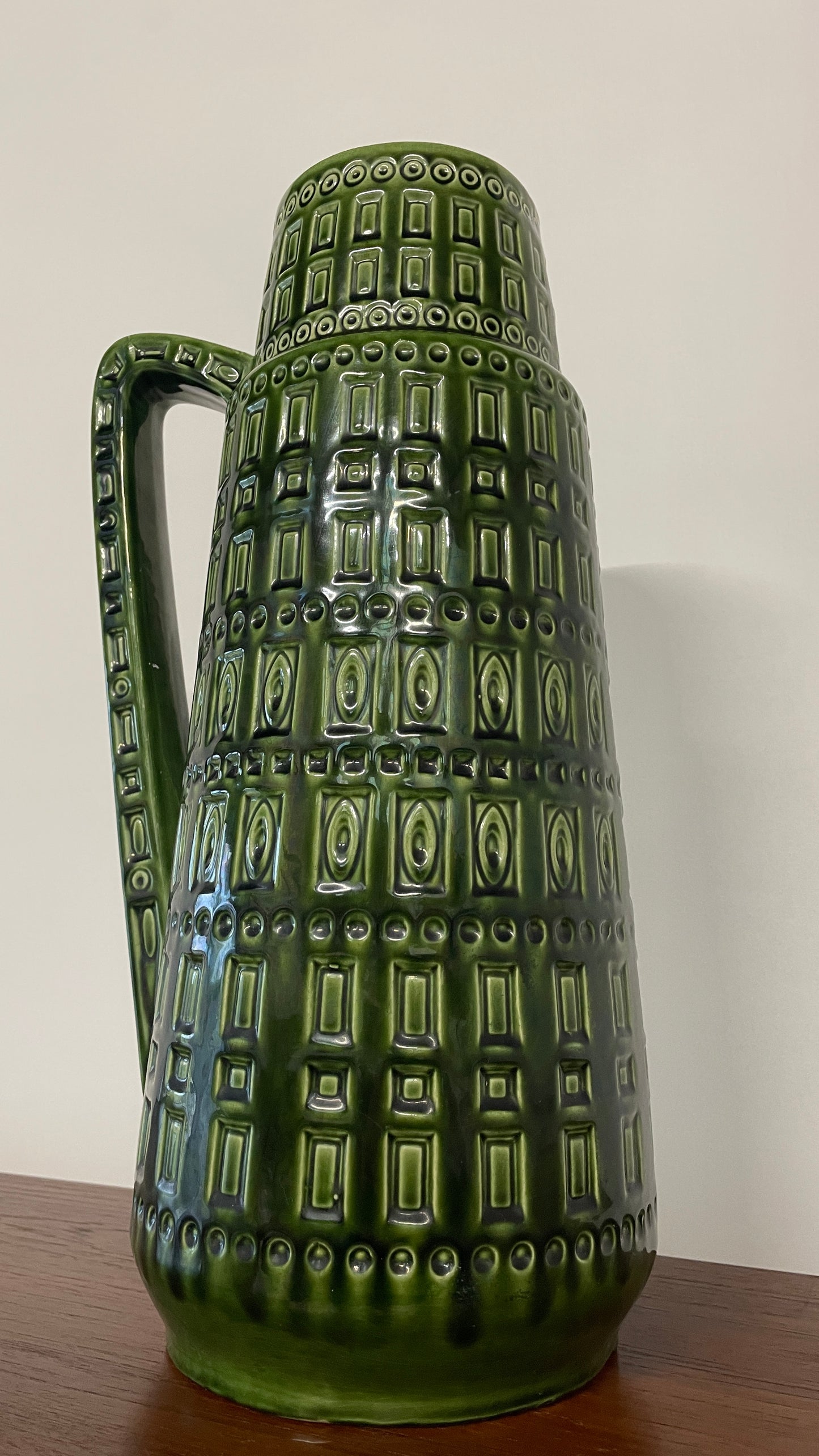 Mid-Century West German Green Ceramic Jug Vase | 45cm | W. Germany