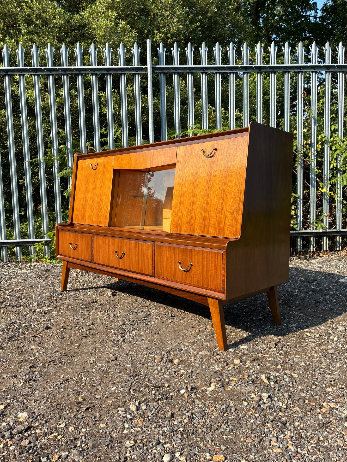 Wrighton Mid-Century Teak Sideboard Display Cabinet | British Retro Drinks Cabinet | Vintage Glass Display & Storage | 137cm