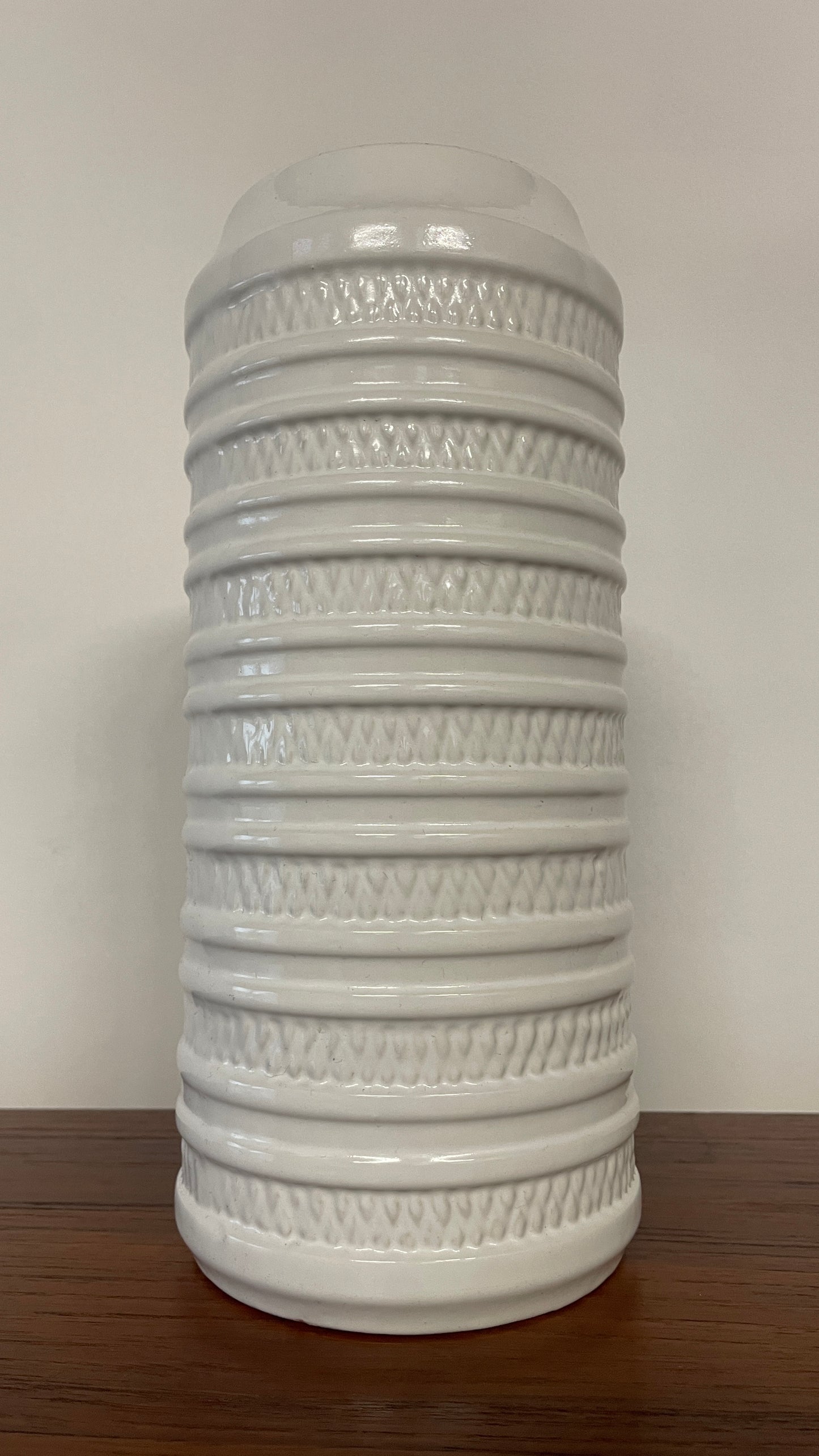 Mid-Century White West German Ceramic Vase – Textured Relief – 30cm