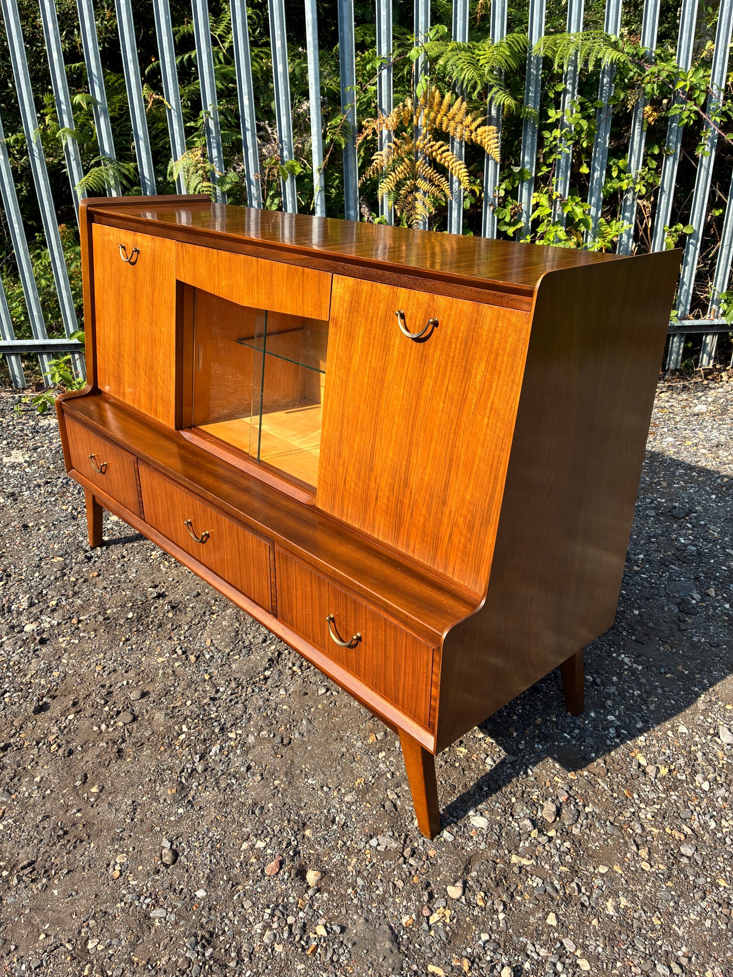 Wrighton Mid-Century Teak Sideboard Display Cabinet | British Retro Drinks Cabinet | Vintage Glass Display & Storage | 137cm